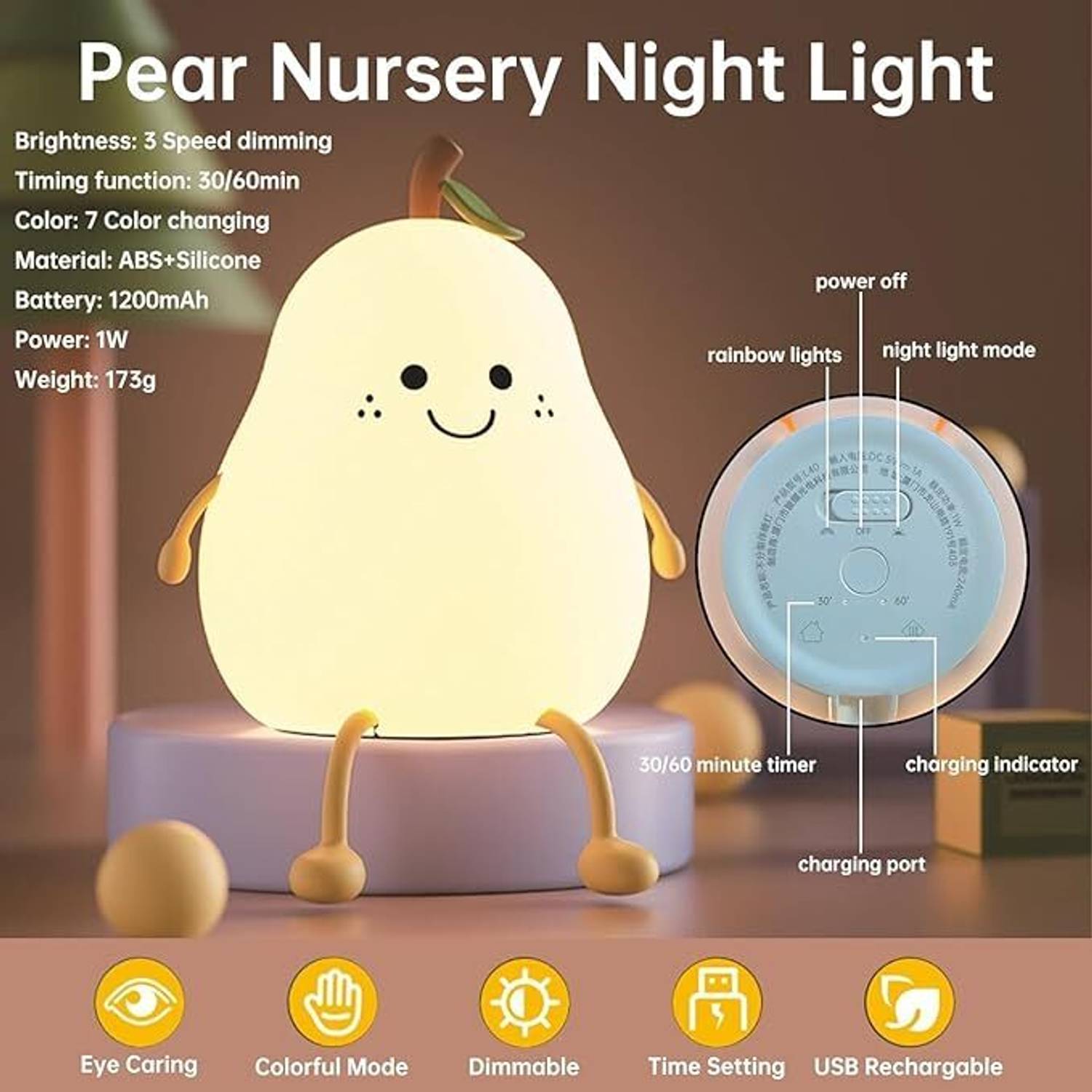 COZYZORO Silicone Pear Night Light - Image 2