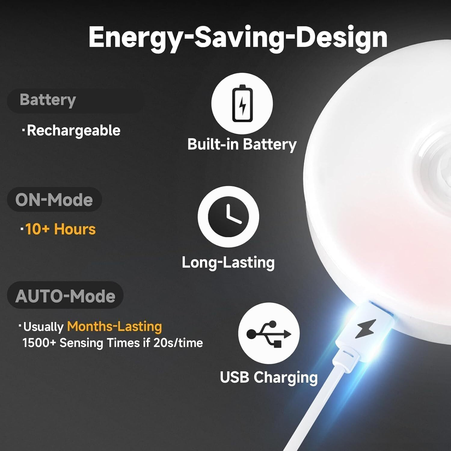 Image of YMBRYNE Motion Sensor Light Home Indoor Outdoor Rechargeable Adhesive Led Night Light 10 hrs Bulb Emergency Light