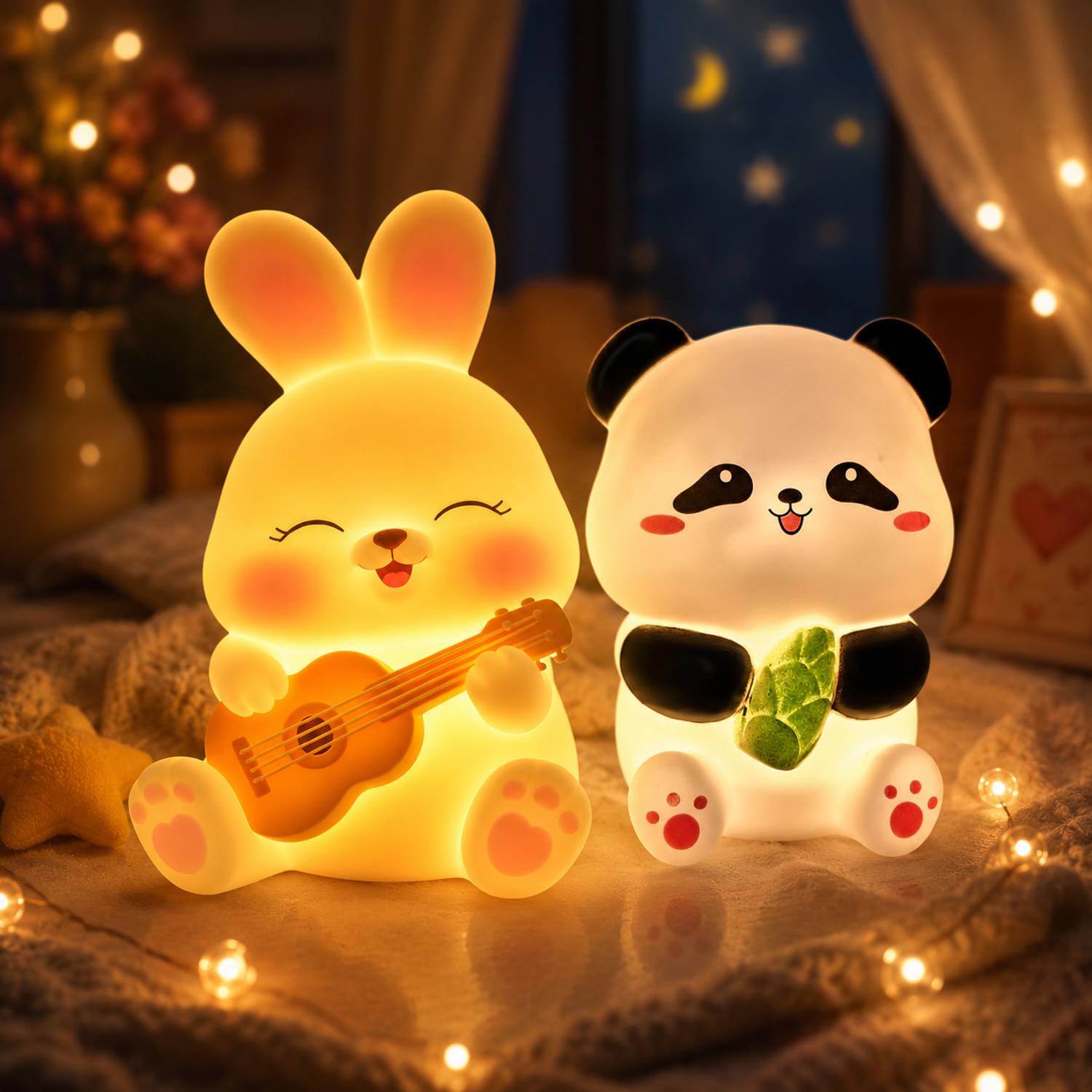CUTE Bunny & Panda LED Night Lamp Combo - Image 1