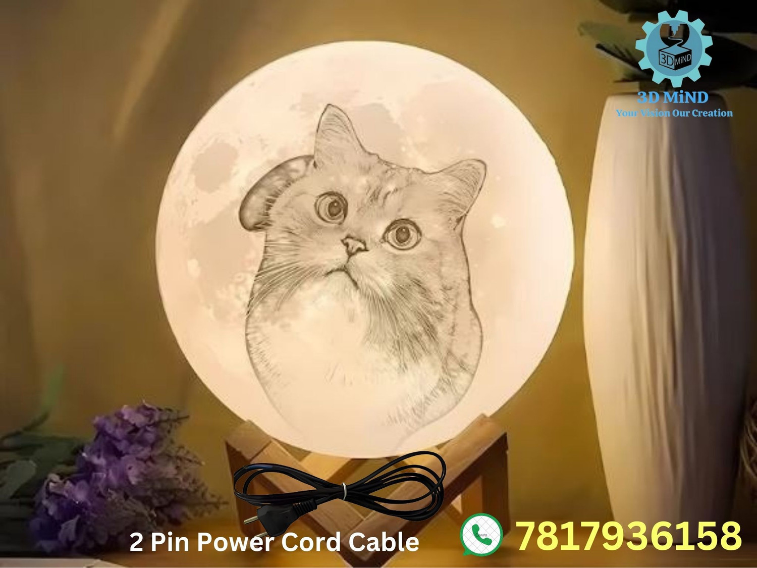 Image of 3D MIND Personalized Moon Lamp| Custom Gift(Non Rechargeable) Table Lamp