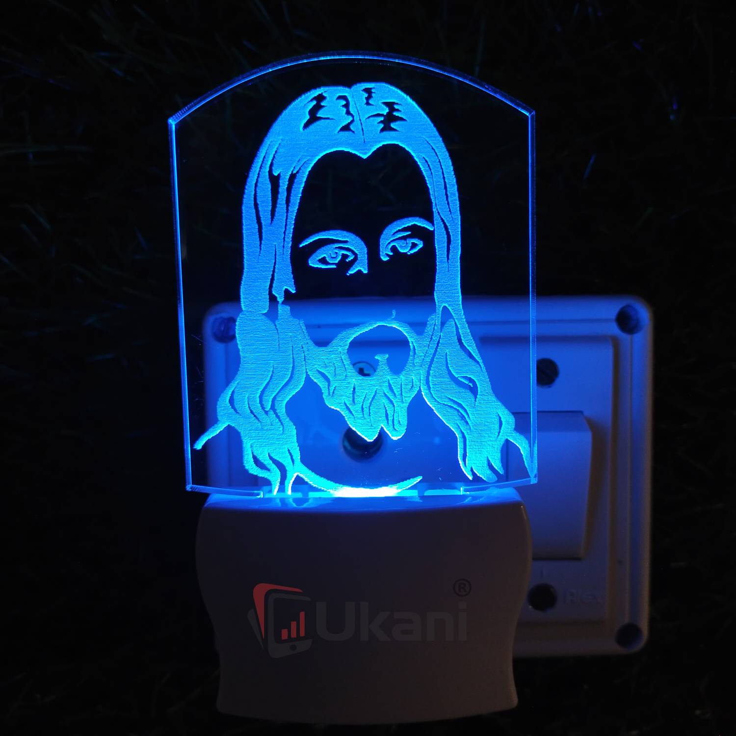 UKANI GOD JESUS Acrylic 3D Illusion RGB 7 Colour Changing LED Plu