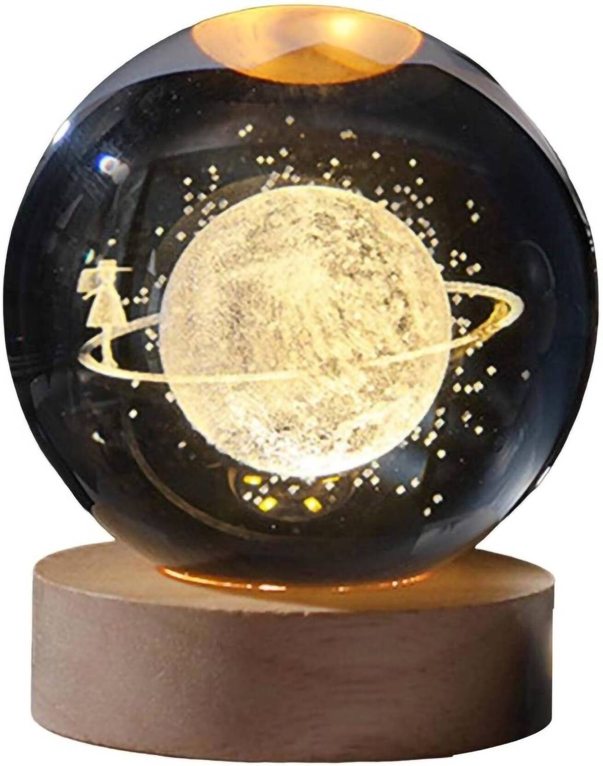 PESCA 3D Moon Crystal Ball Night Light,2.4 inch Glass Ball with L