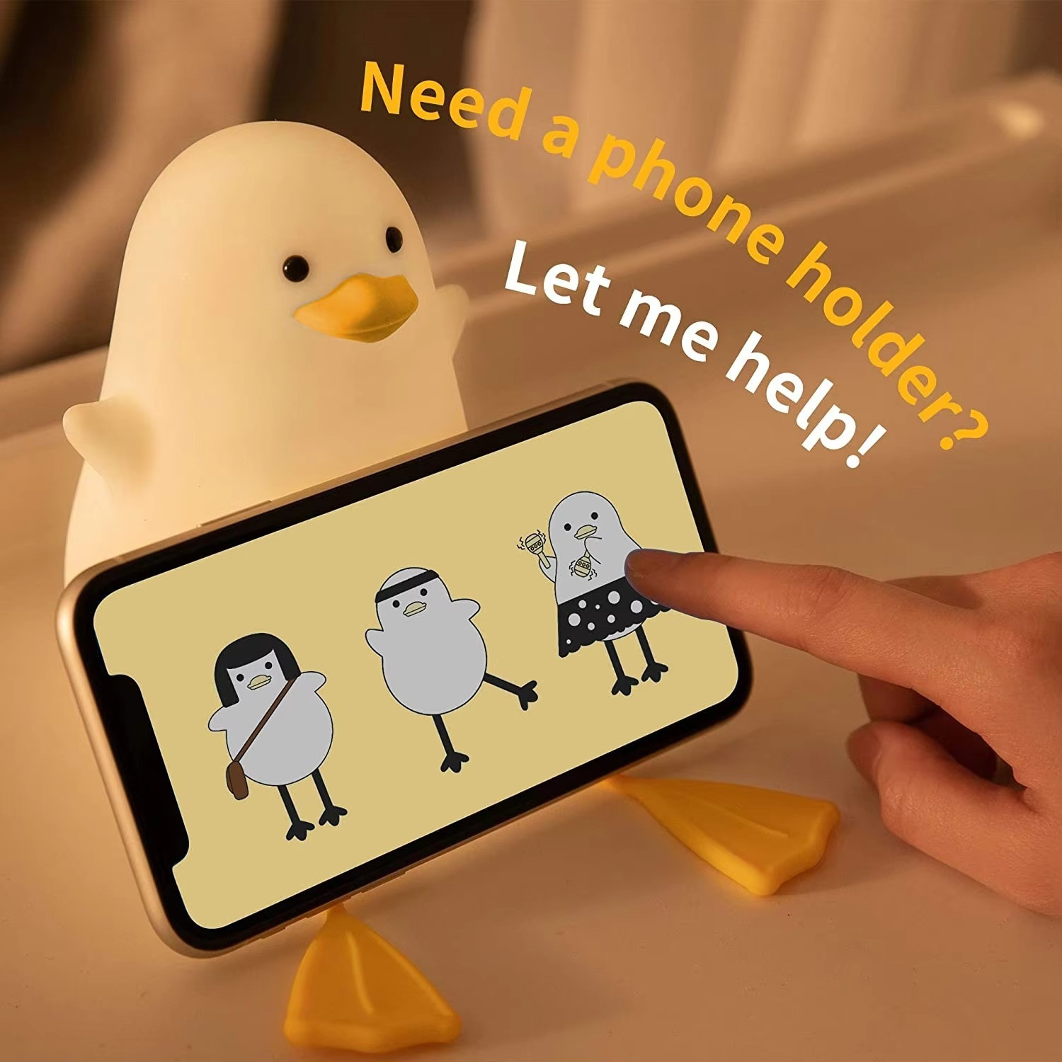 Image of NAIRO Silicone Duck Night Lamp Touch-Control LED Light | Color-Changing Safe for Kids Night Lamp