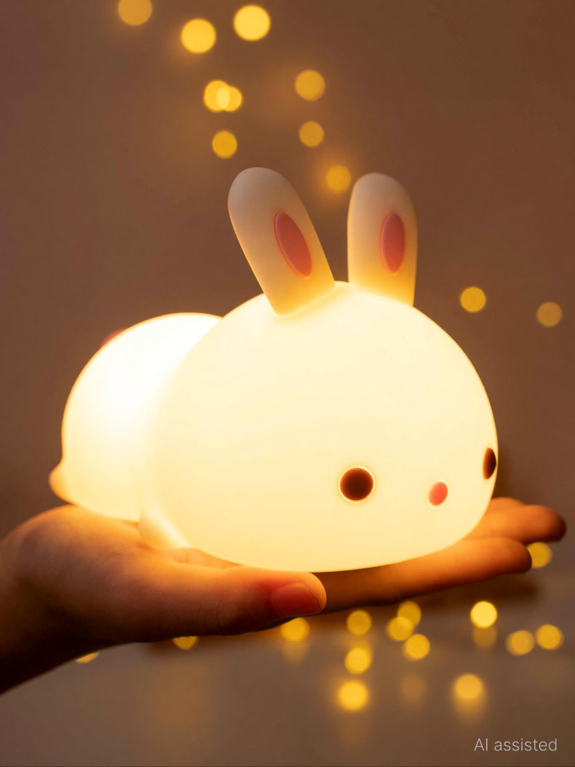 Image of JNSM Bunny Night Light for Kids,Cute Lamp Silicone Baby Night Light with Touch Sensor Night Lamp