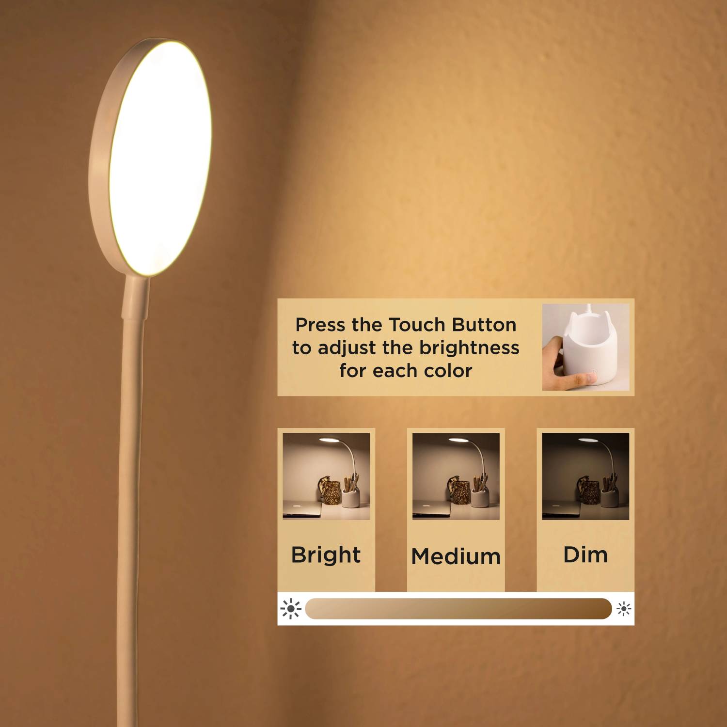 WEIRD WOLF 3 Colour Rechargeable LED Desk Lamp - Image 3