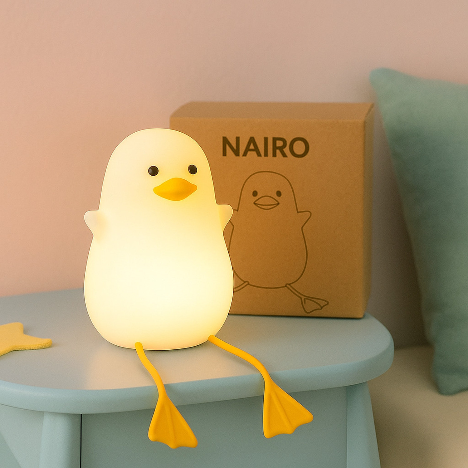 Image of NAIRO Long Footed Duck Night Lamp - 7 Color Changing Silicone LED Light Night Lamp
