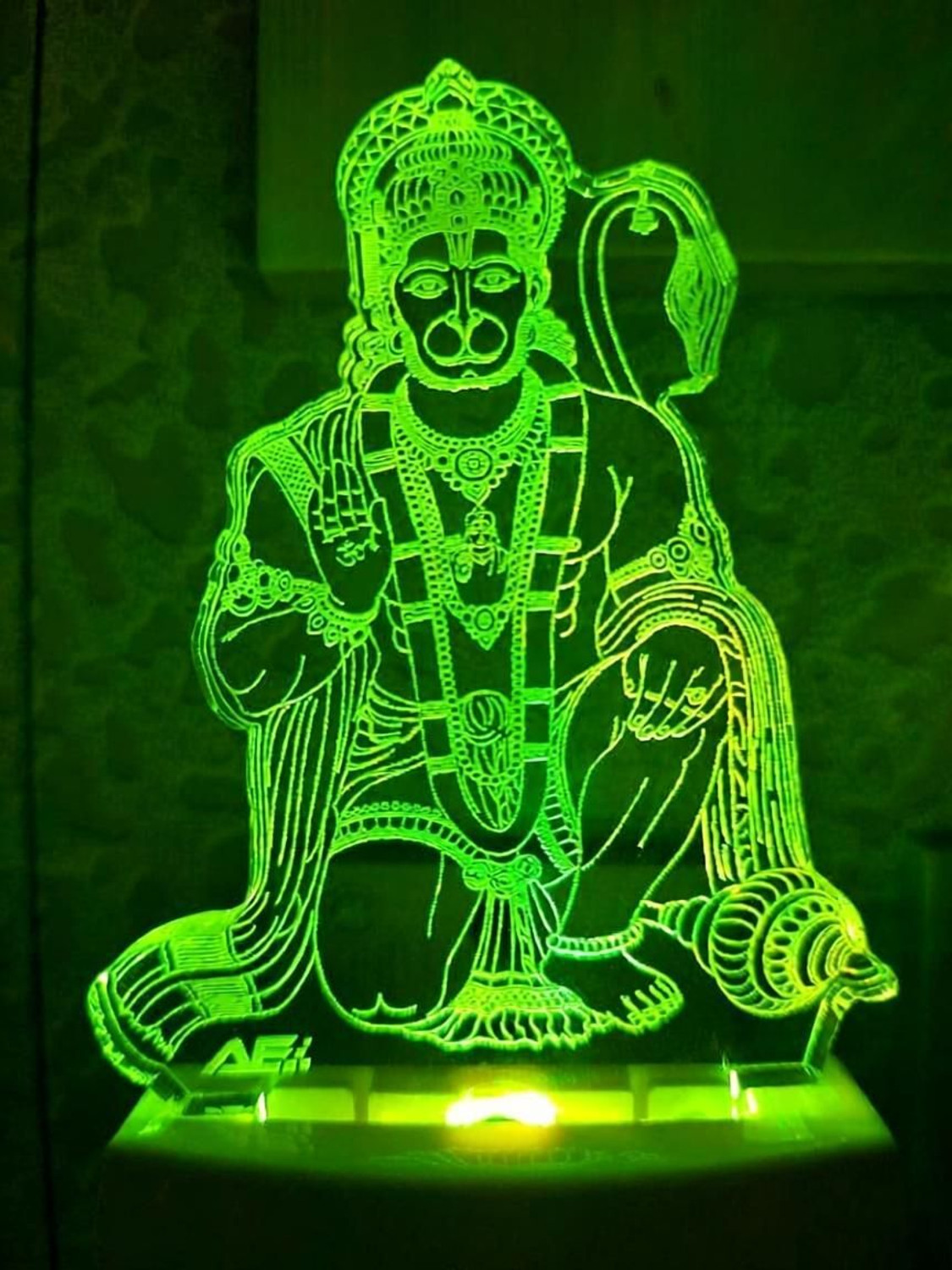Image of Grishma Fashion Acrylic Color Changing 3D Visual Illusion LED Multicolor Night Lamp Hanuman 01 Night Lamp