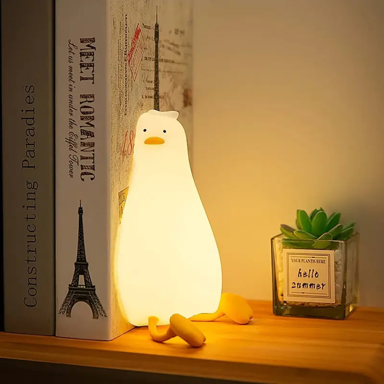 Image of Dwiti Enterprise Cute Silicone Duck Night Light, 3 Level Dimmable Touch Control Rechargeable Duck Night Lamp