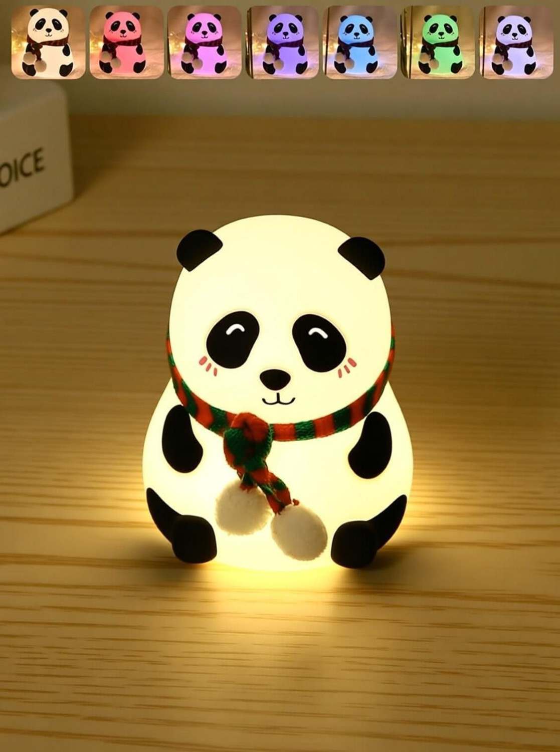 Image of Mira Farmcraft Adorable 7-Color LED Changing Lamp Silicone Cute Panda Rechargeable Night Light Table Lamp