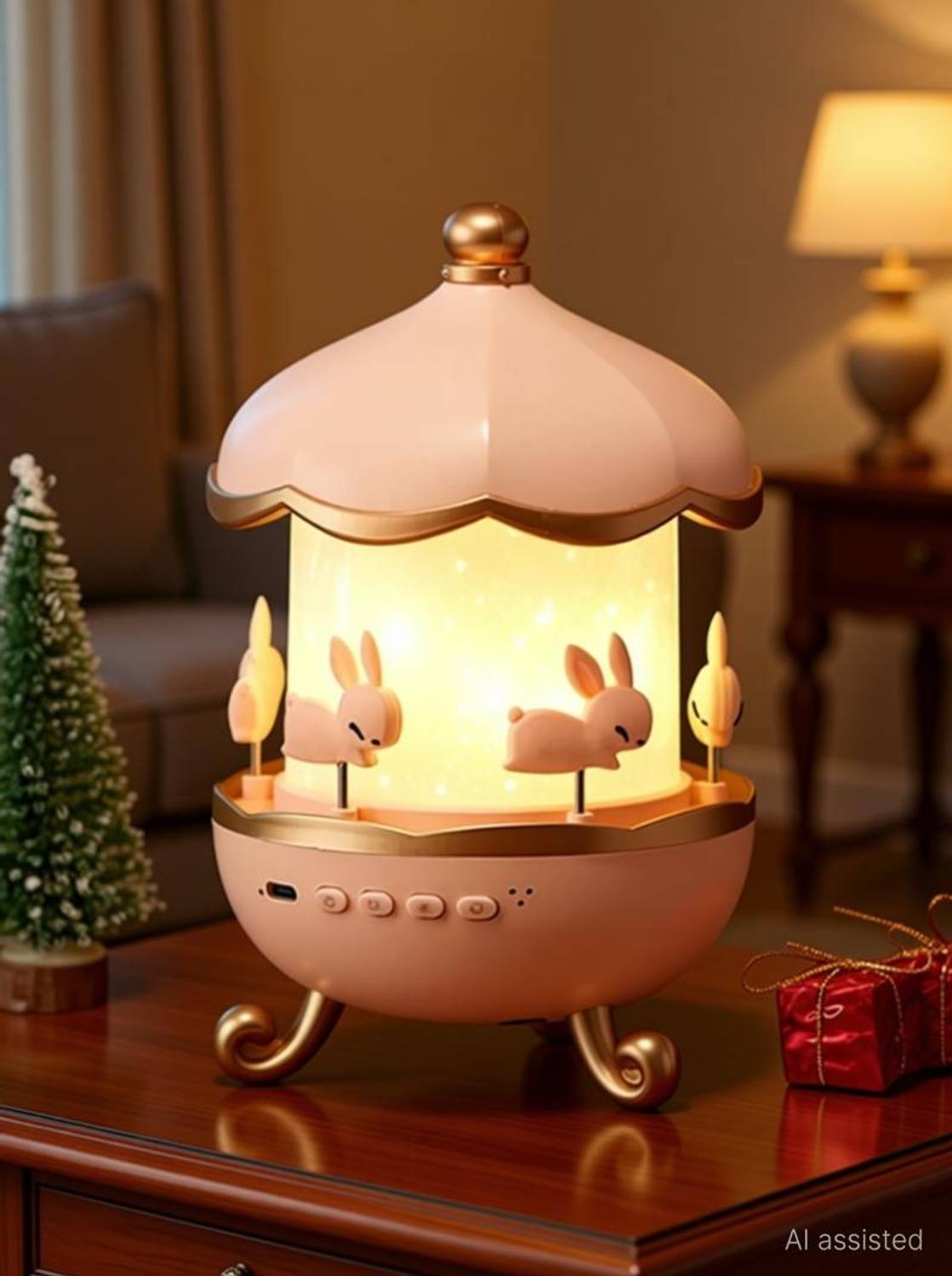 chahal pahal Bunny Carousel Night Light Projector - Image 1
