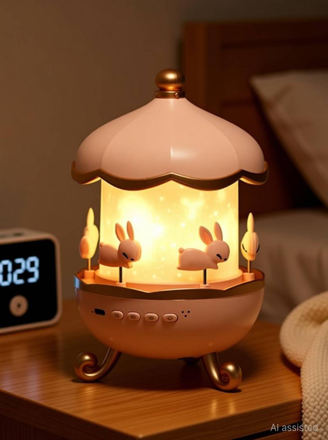 chahal pahal Bunny Carousel Night Light Projector - Image 2