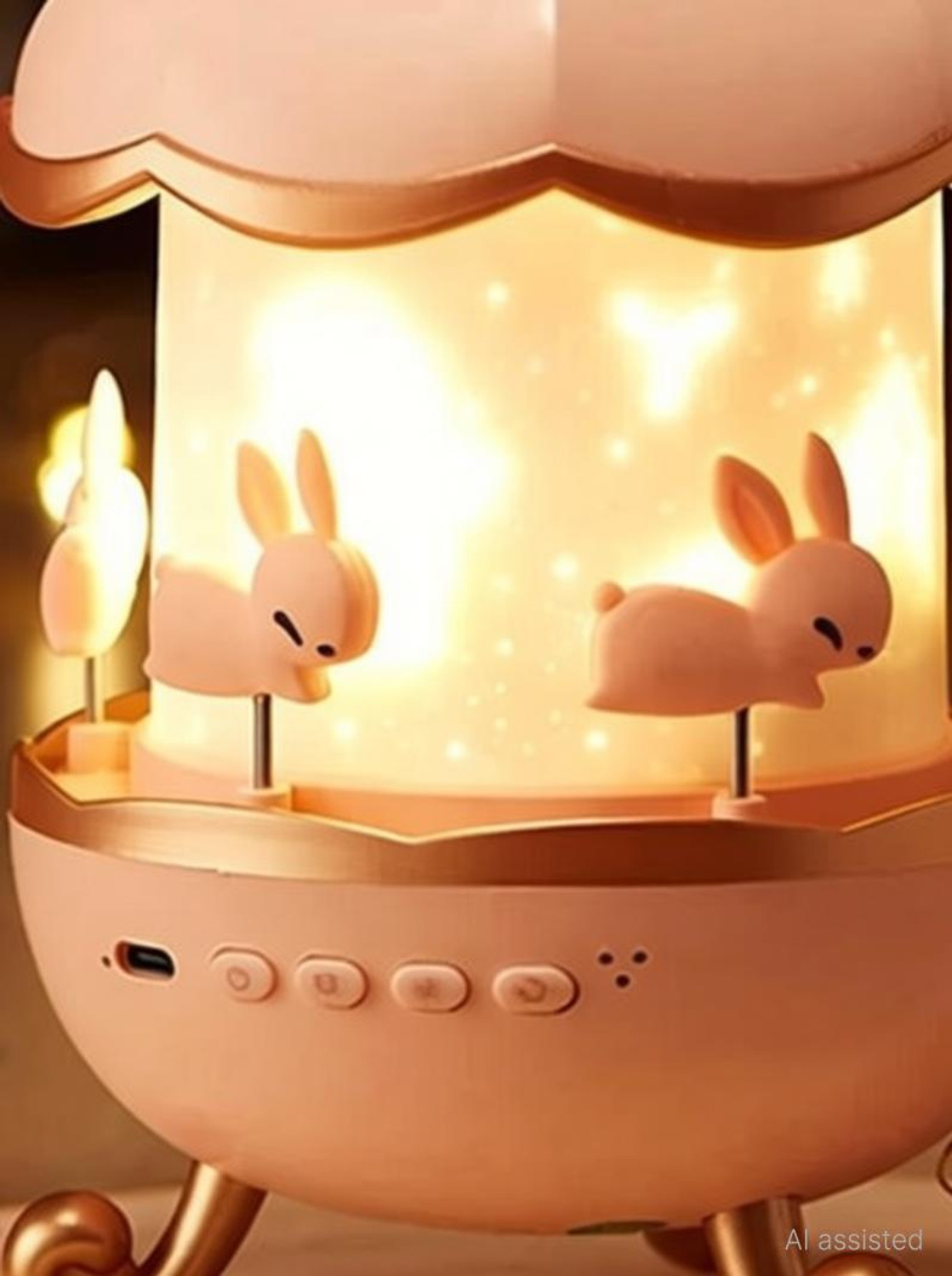 Image of chahal pahal Bunny Carousel Night Light Projector, 6 Set Films Rotating LED Lamp Night Lamp