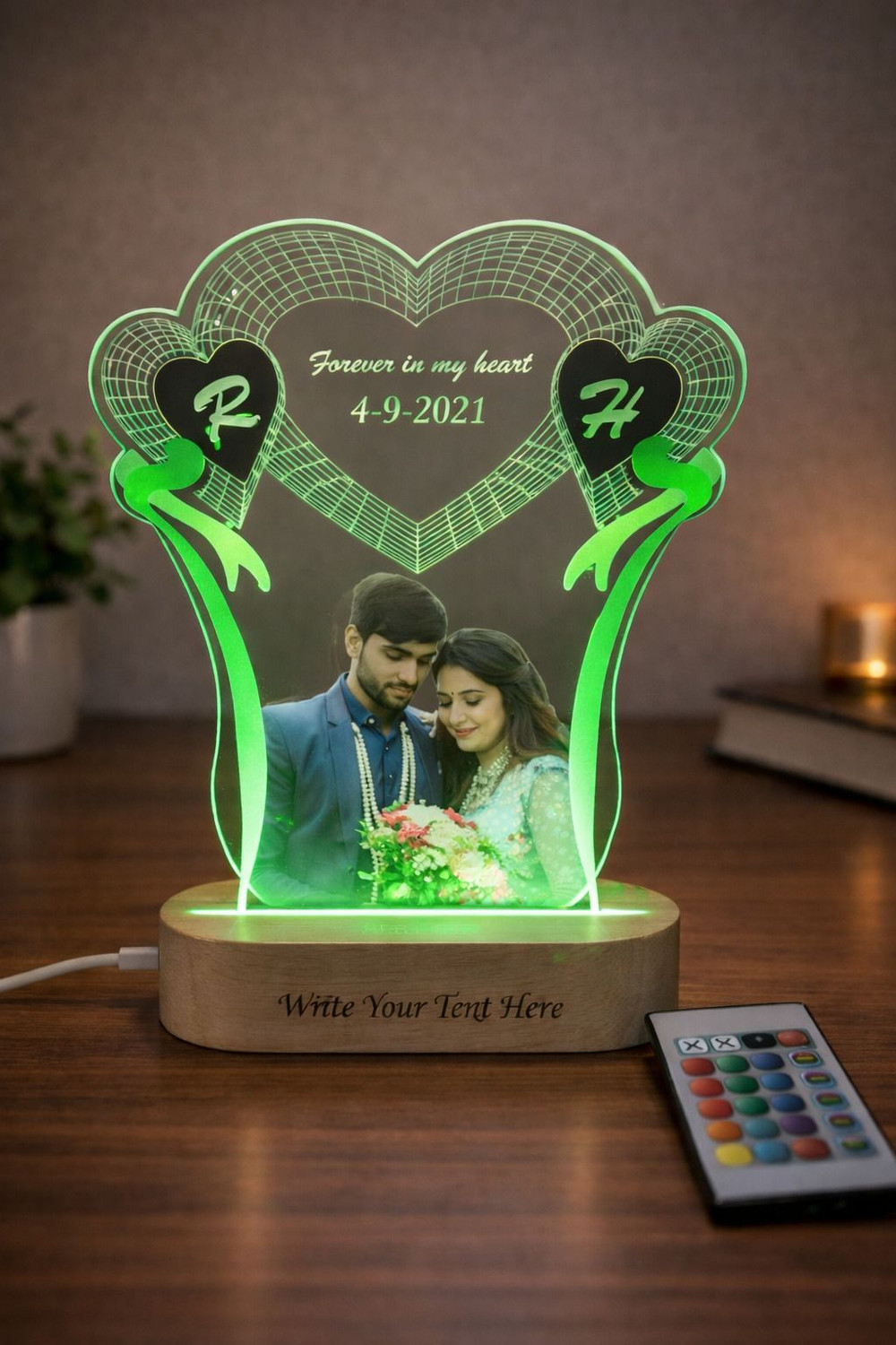 Image of Shayona Acrylic Night Lamp with 5 Color Changing you are my love Night Lamp Night Lamp