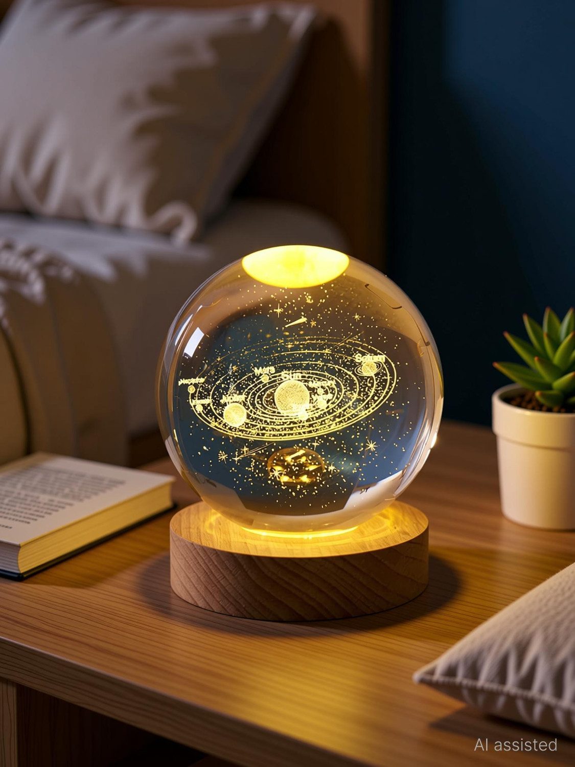 Image of FGG 3D Galaxy Crystal Ball Night Lamp,Creative Engraved Crystal Ball Night Light Night Lamp