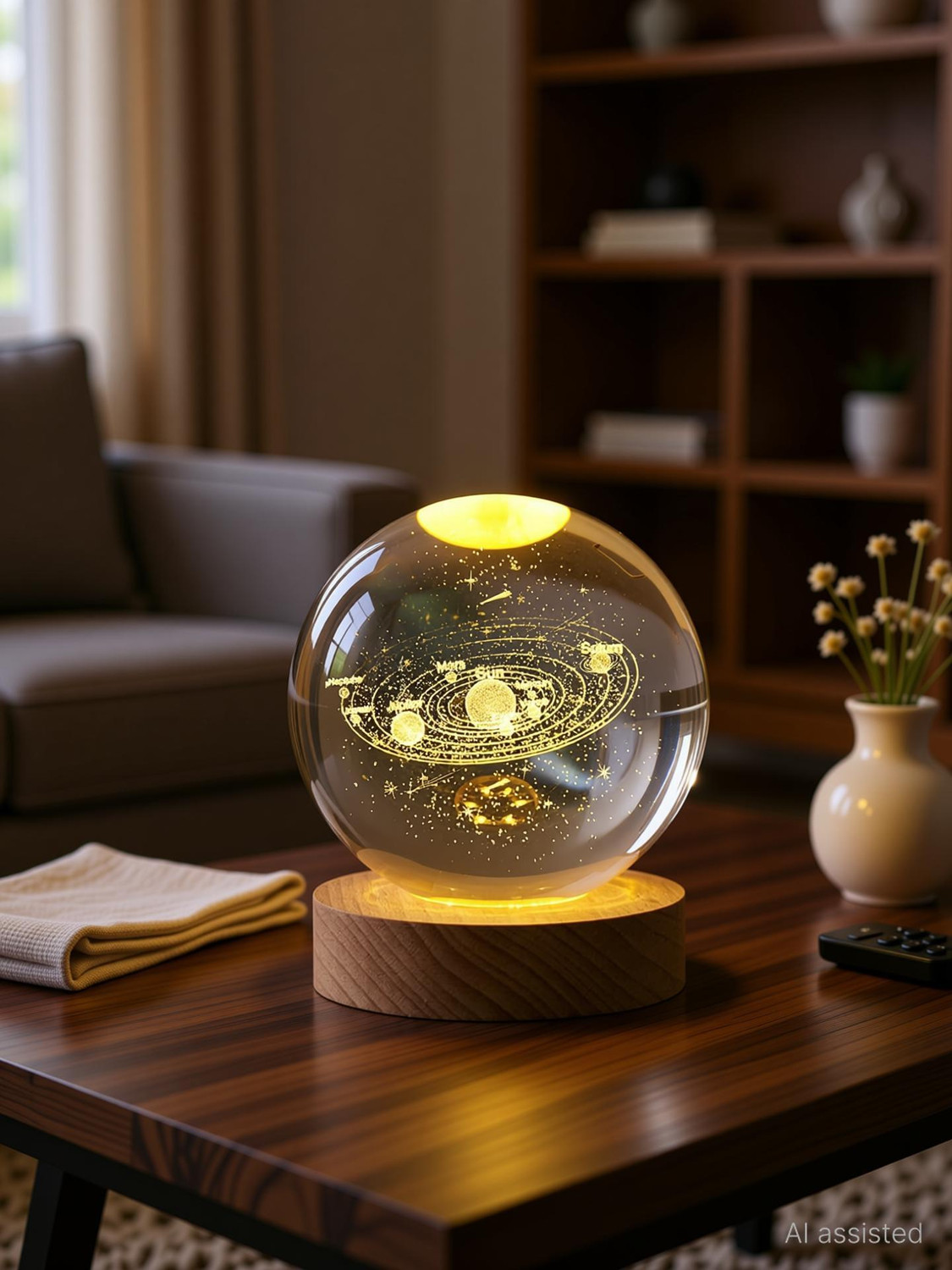 Image of FGG 3D Galaxy Crystal Ball Night Lamp,Creative Engraved Crystal Ball Night Light Night Lamp