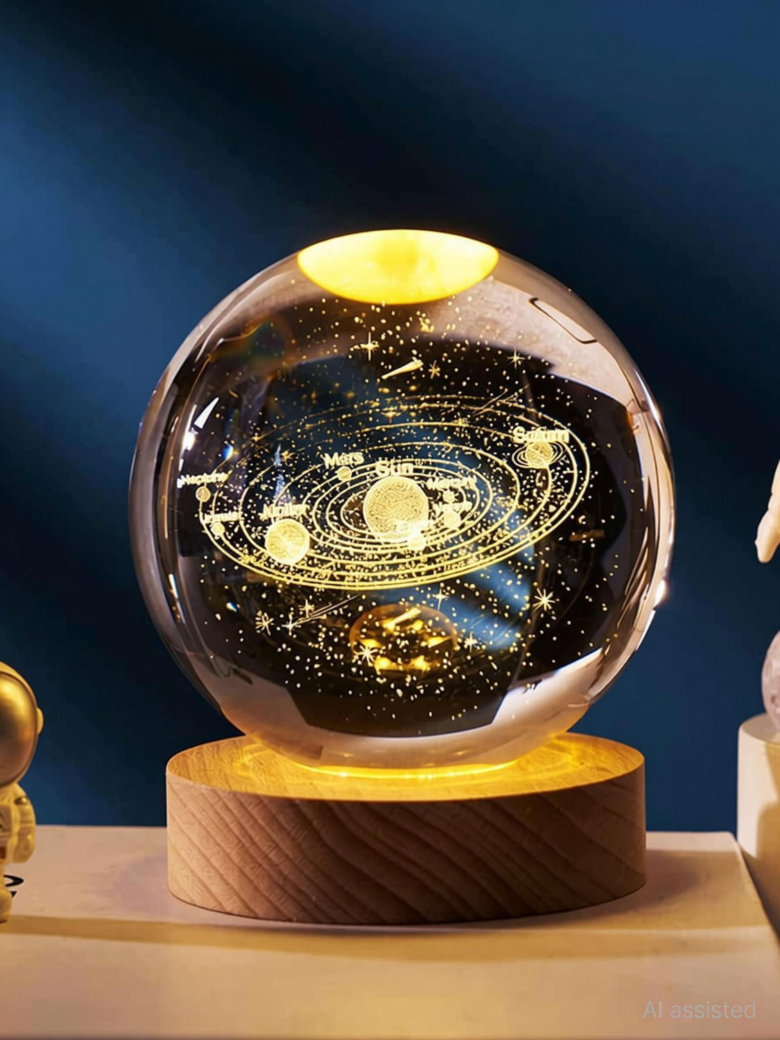 Image of FGG 3D Galaxy Crystal Ball Night Lamp,Creative Engraved Crystal Ball Night Light Night Lamp