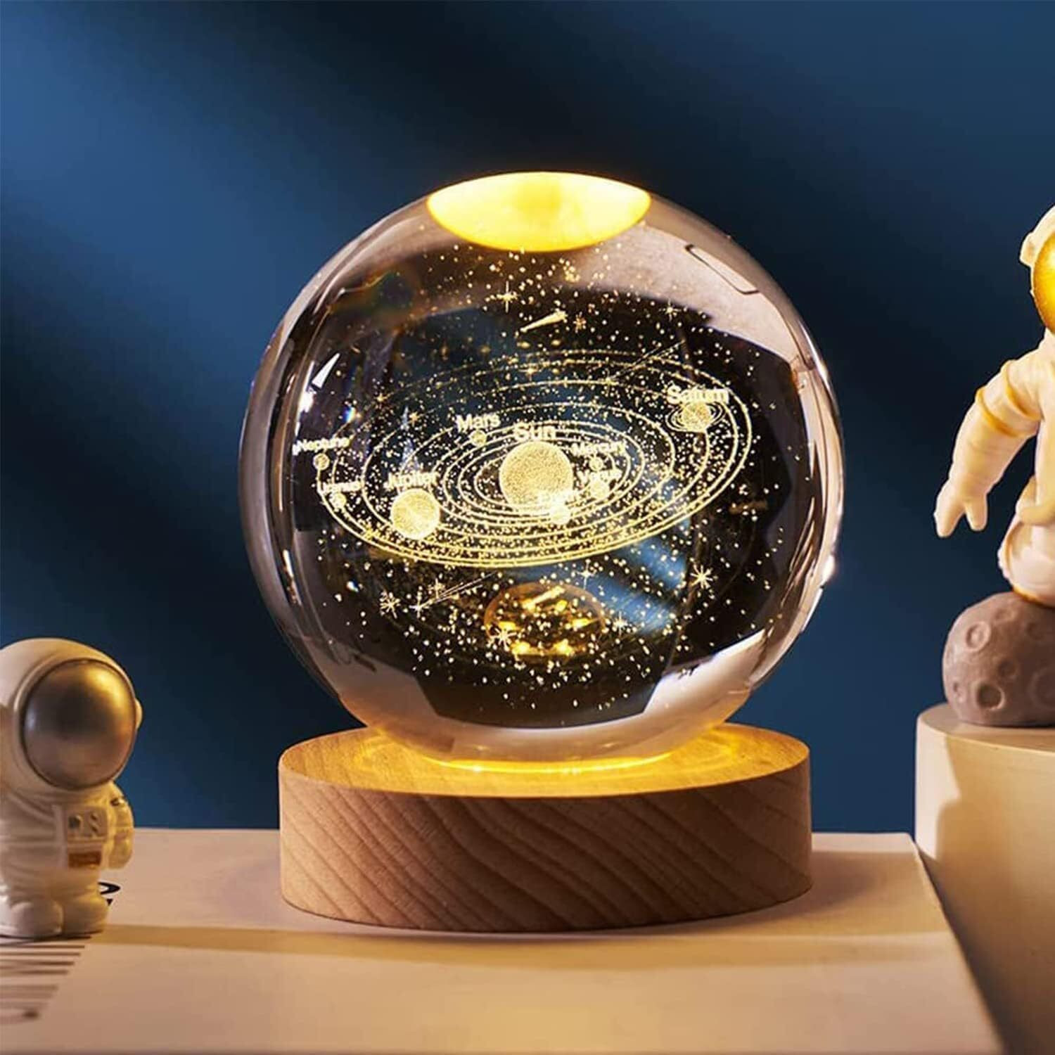 Image of FGG 3D Galaxy Crystal Ball Night Lamp,Creative Engraved Crystal Ball Night Light Night Lamp