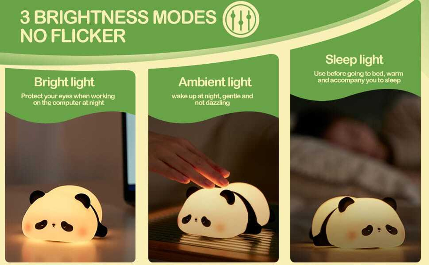 Image of YIQELU Panda Night Light for Kids, Cute Silicone Nursery Lamp for Baby and Toddler Night Lamp