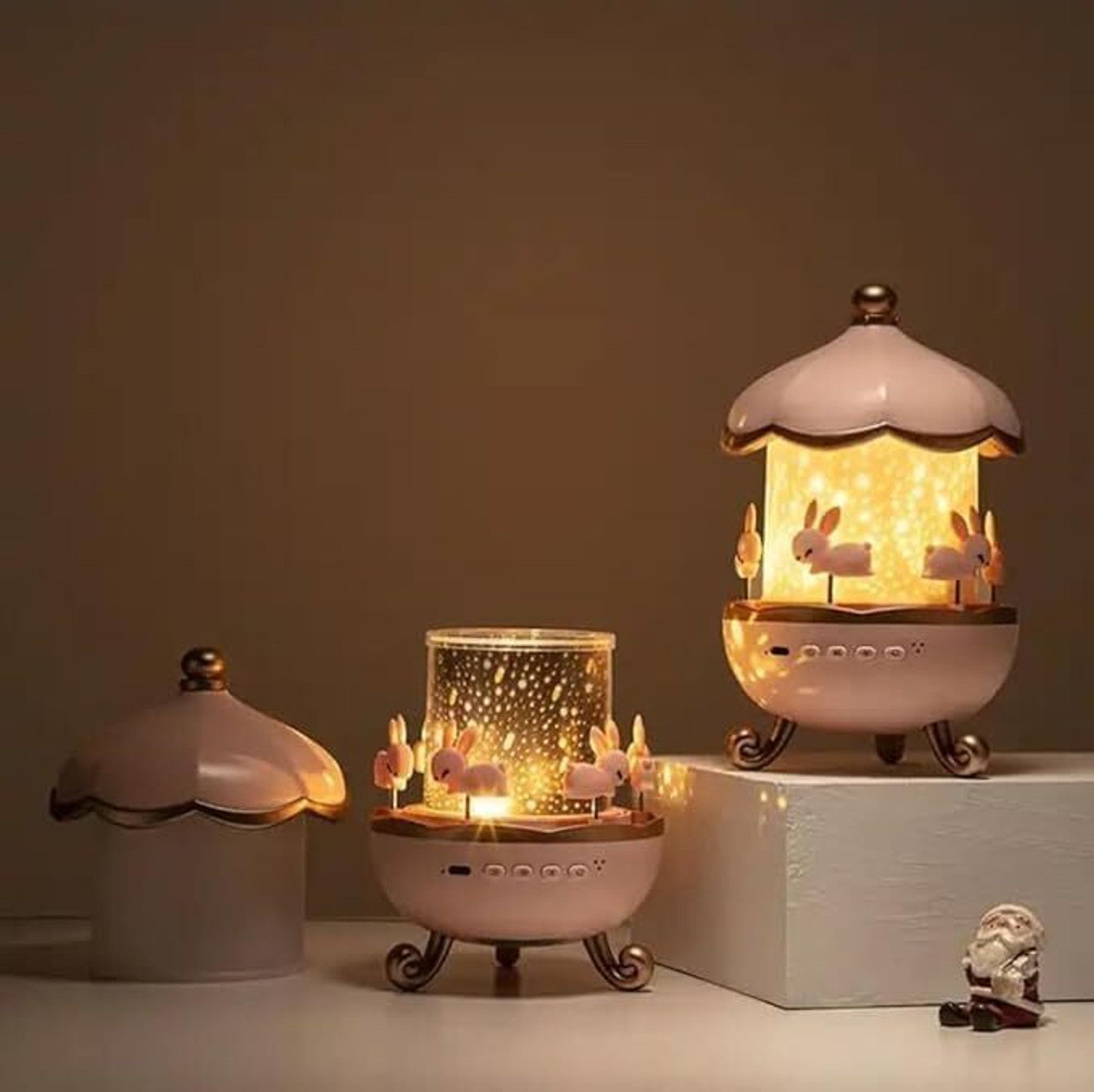 Image of votozi Plastic Bunny Night Light Cabin Projector Lamp Night Lamp