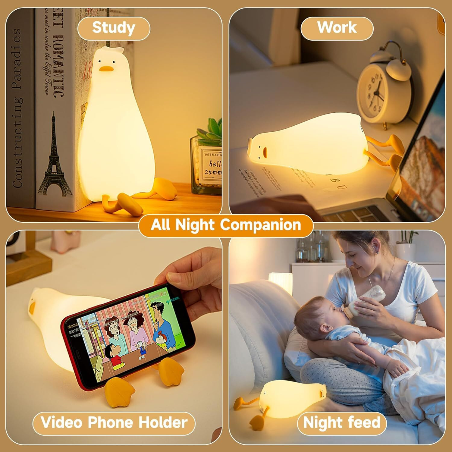 Image of NAIRO Lying Duck Night Light for Kids, 3 Step Dimmable Night Light, Touch Sensor Night Lamp