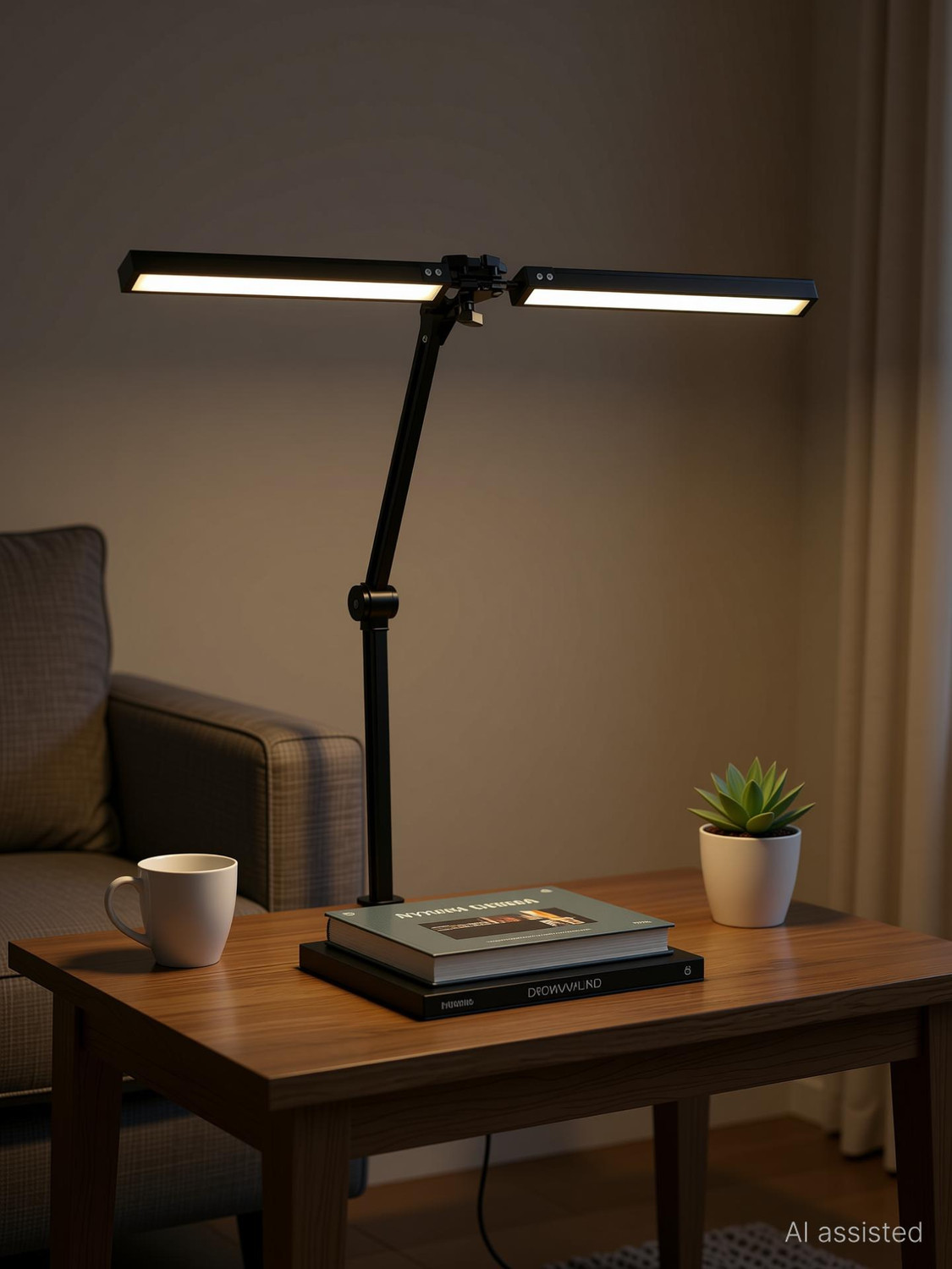 Image of Nyrwana Double Head LED Table Lamp for Study Room | Desk Lamp with Swing Arm Stand Study Lamp