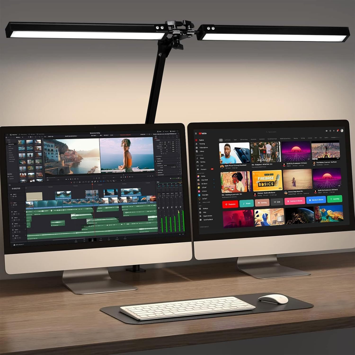 Image of Nyrwana Double Head LED Table Lamp for Study Room | Desk Lamp with Swing Arm Stand Study Lamp
