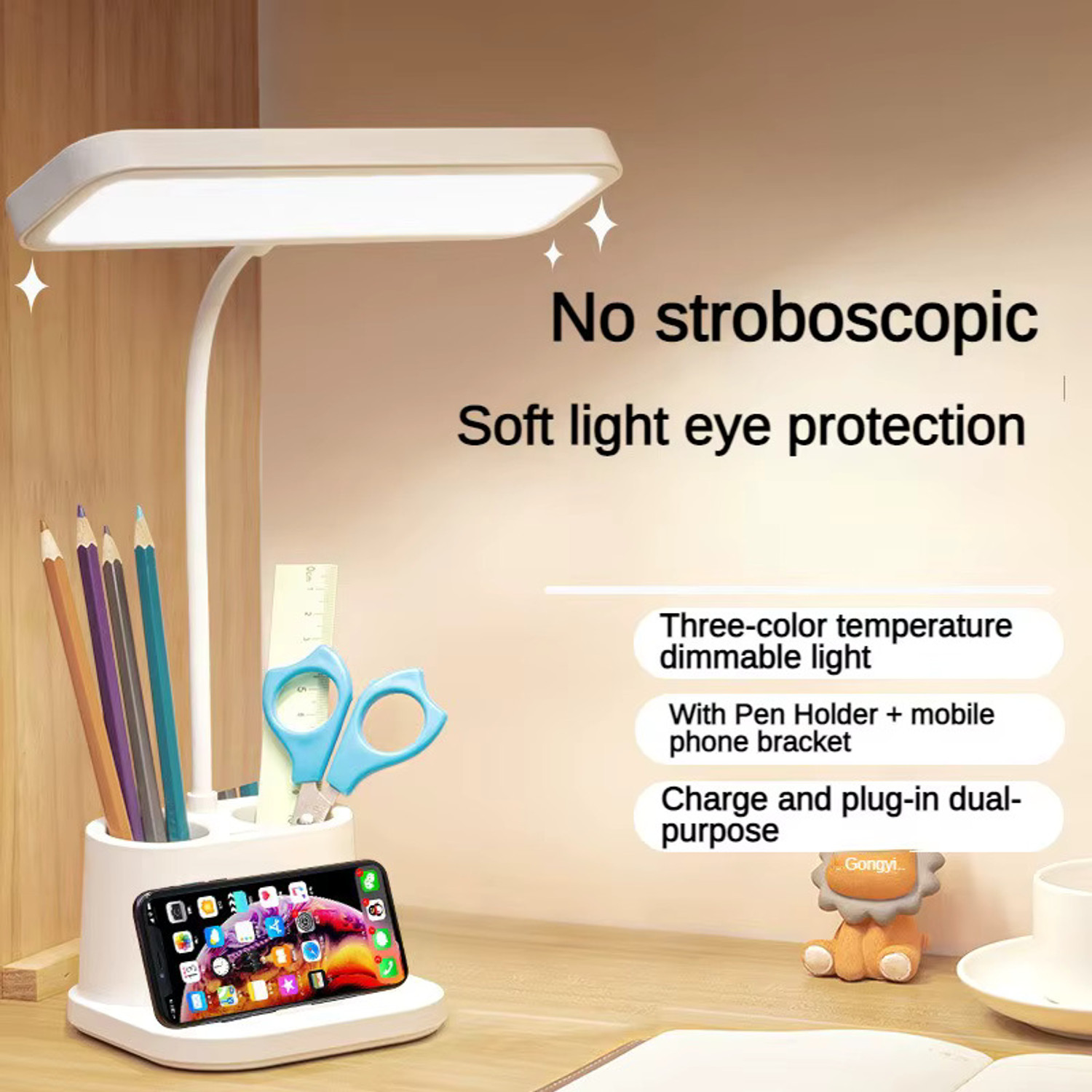 Image of FIRSTLIKE Acrylonitrile Butadiene Styrene 3 Color Table Lamp Rechargeable for Table Lamp