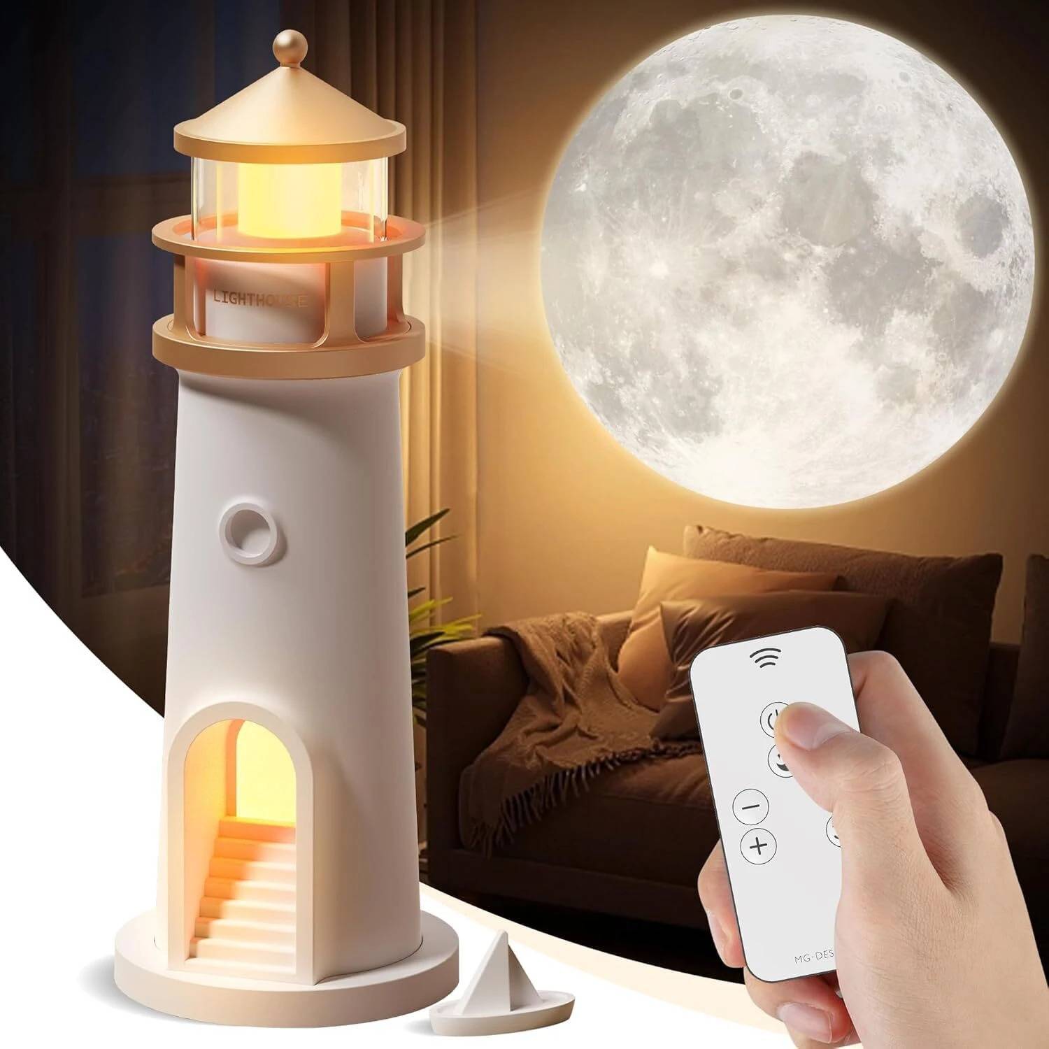 Maniya Creation moon light house Table Lamp (24 cm, offwhite)