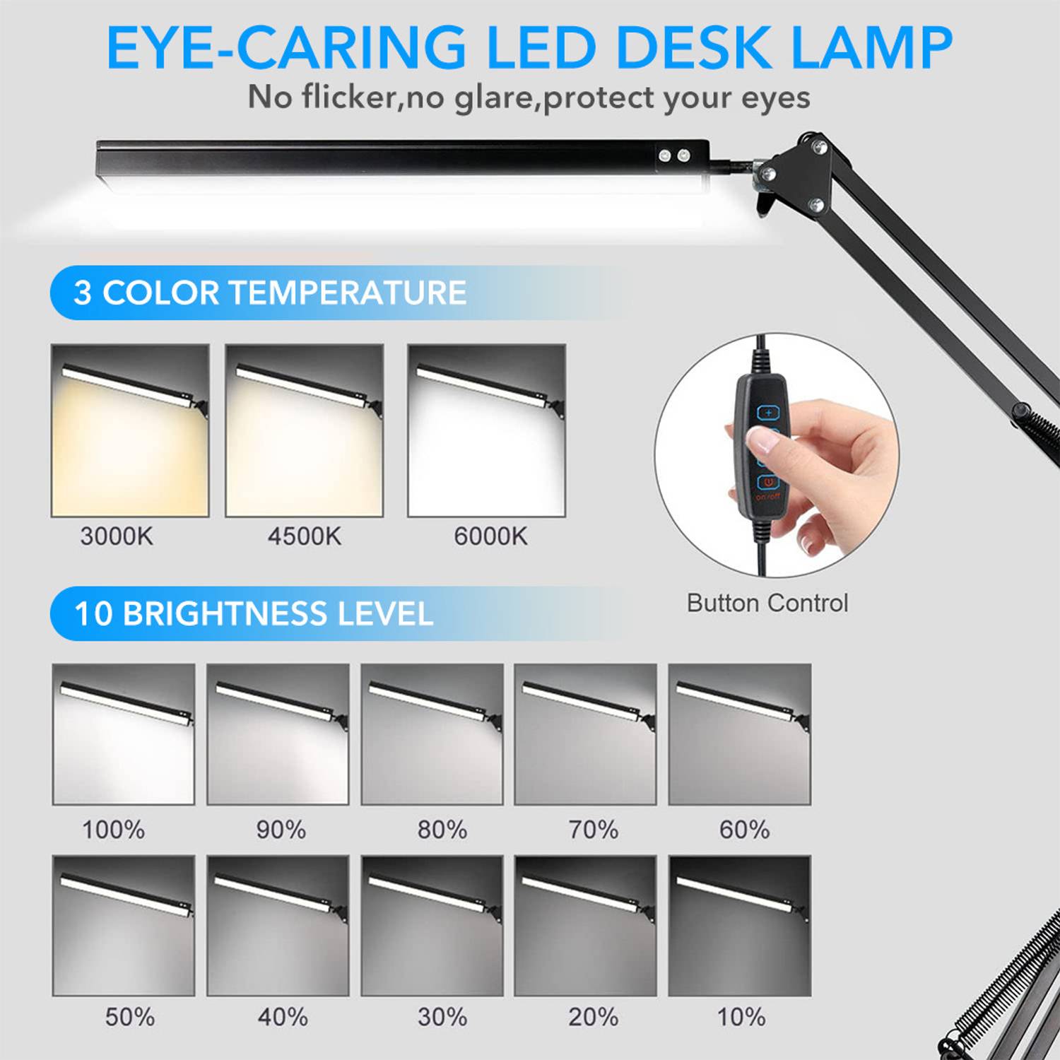 SUPVOX LED Desk Lamp USB Plug 3 Color Dimmable - Image 2