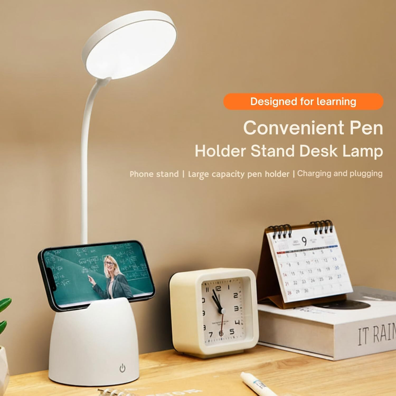 Image of One94Store RoundGlow Rechargeable LED Desk Lamp - Touch Control Table Lamp with 1200mAh Study Lamp