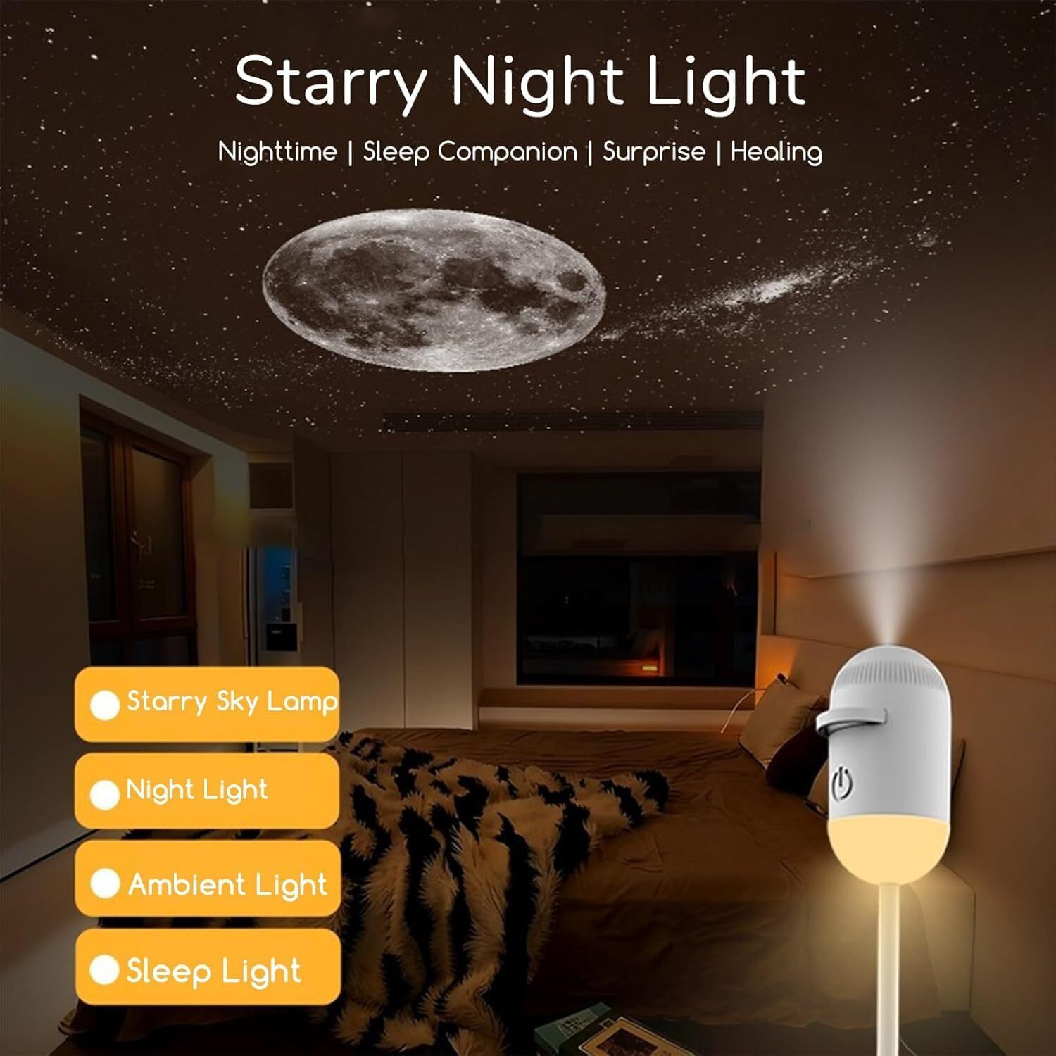 Image of Finzara 2-in-1 Galaxy Projector Night Light, USB Starry Sky Night Light Projector Night Lamp