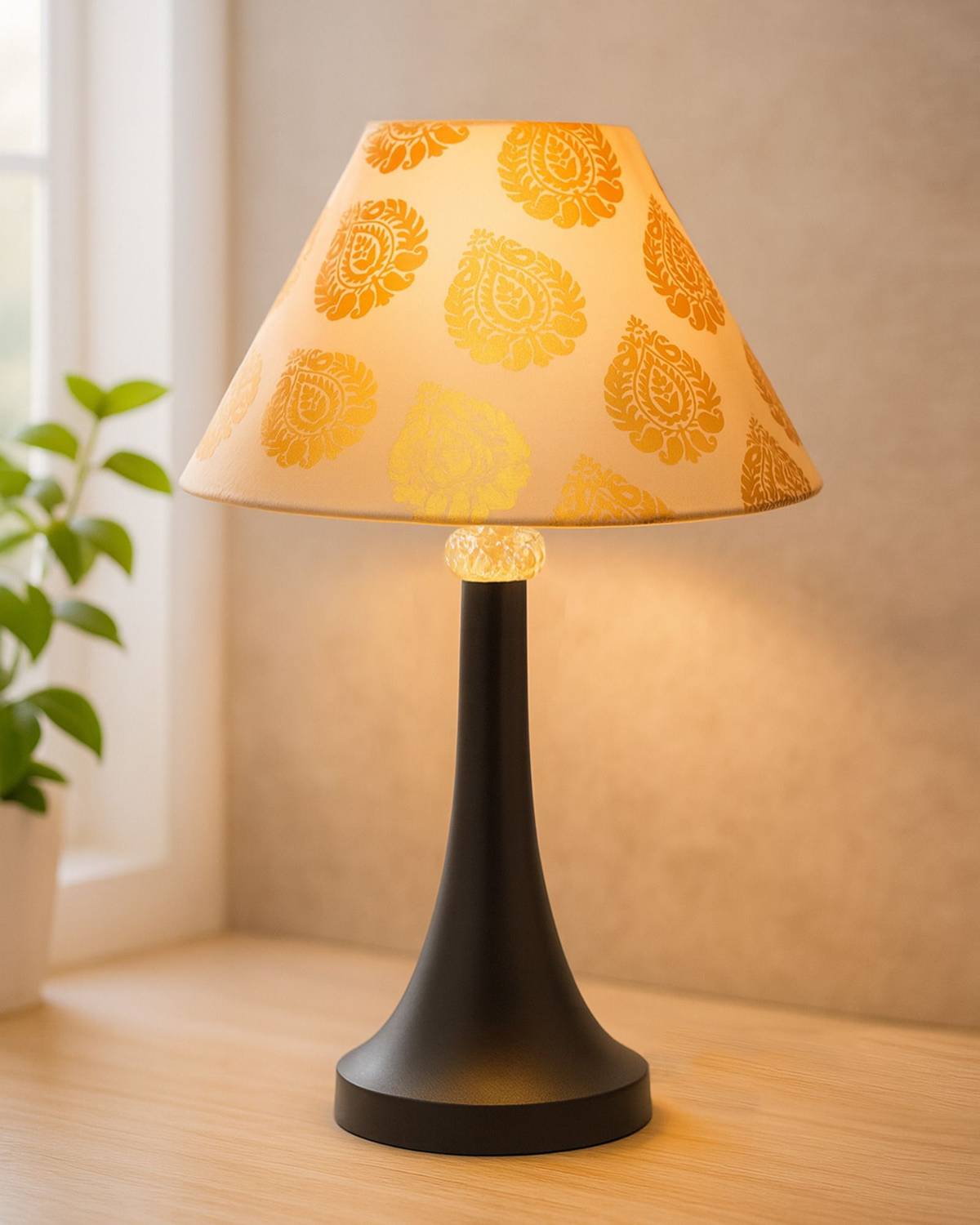 Homesake Metal Desk Light with Golden Floral Shade E27 Holder