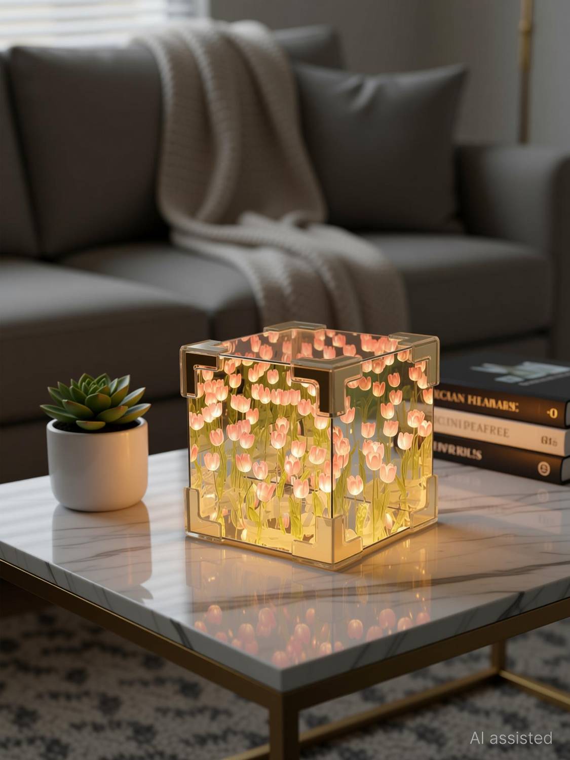 AGRAVAS DIY Cube Tulip Night Table Lamp Night Lamp