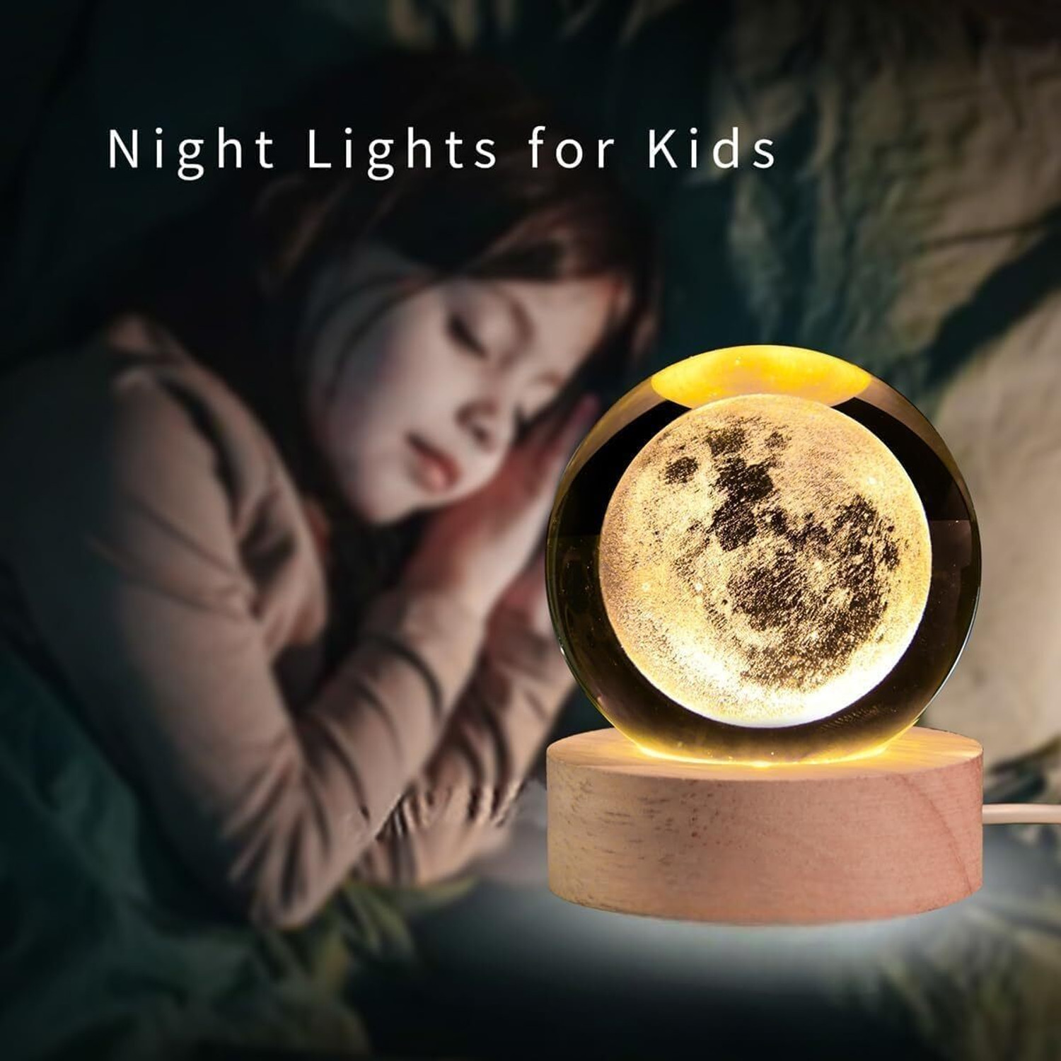 Image of KMJSA Moon Crystal Ball Lamp Night Lamp