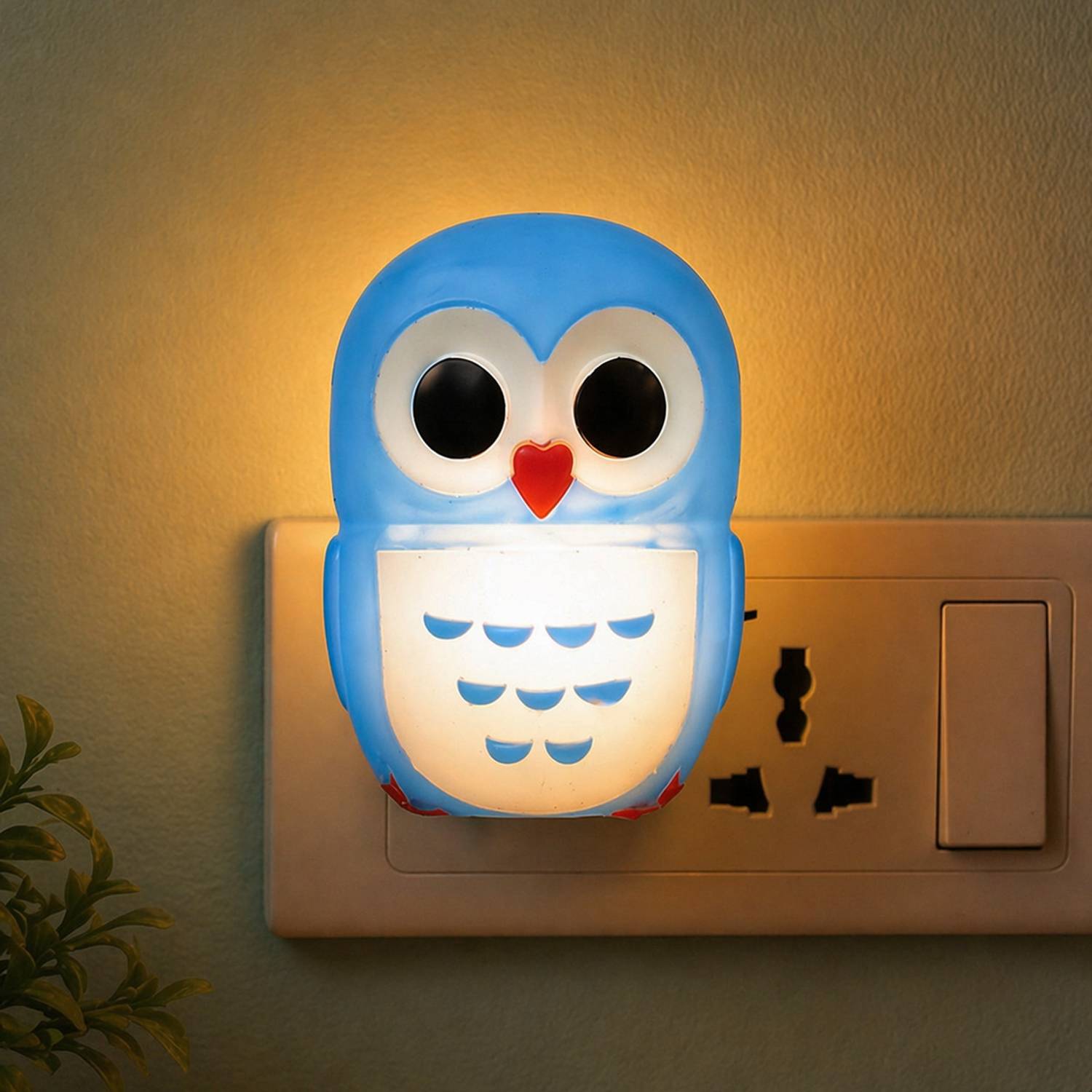 Ascension Plastic Owl Night Light for Baby Nursing Kids Favourite Birthday Party Return Gifts, Multicolour (Pack of 1) Night Lamp