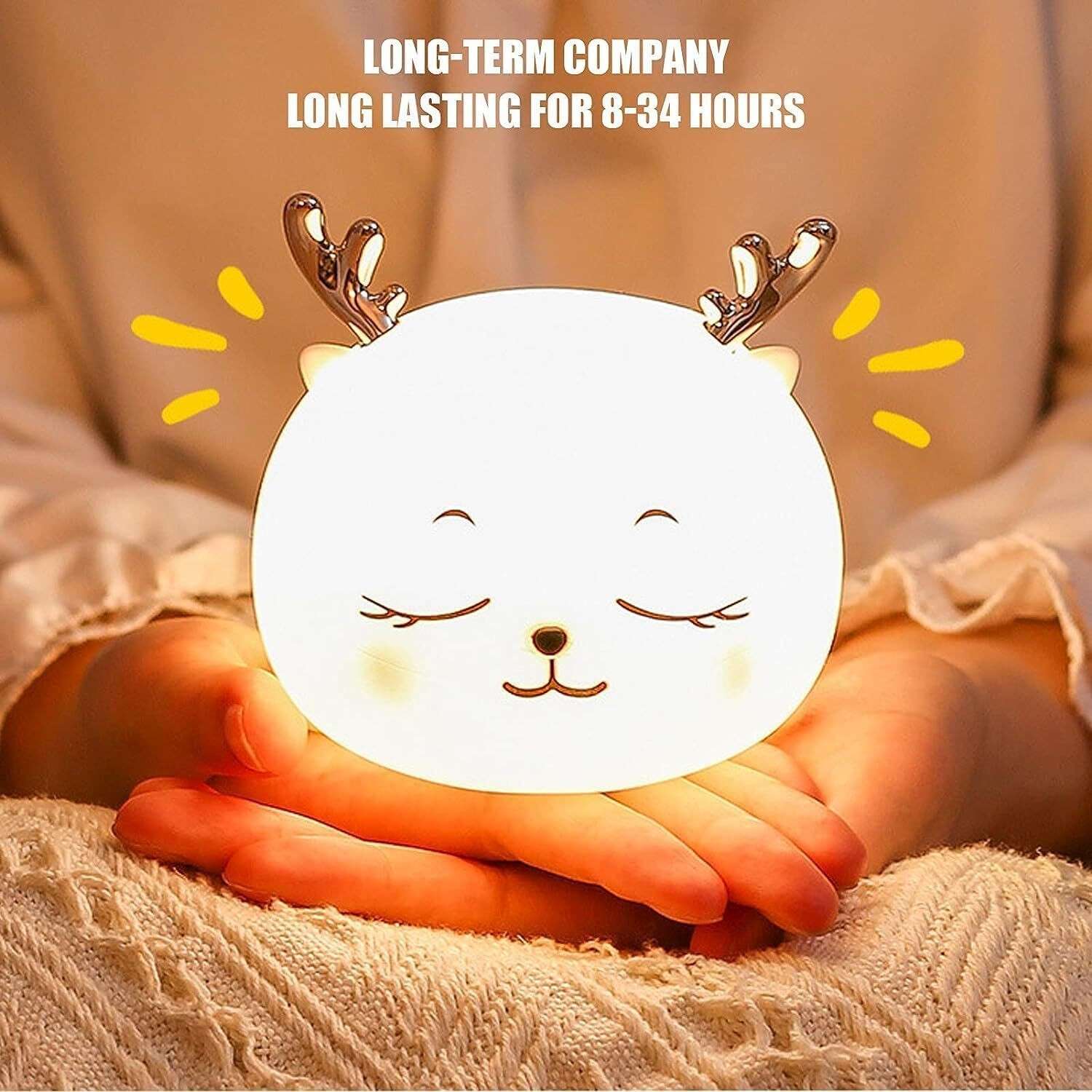 Image of LAMAJ Deer Silicone Night Light LED Soft Touch Lovely Room Light for Kids Night Lamp