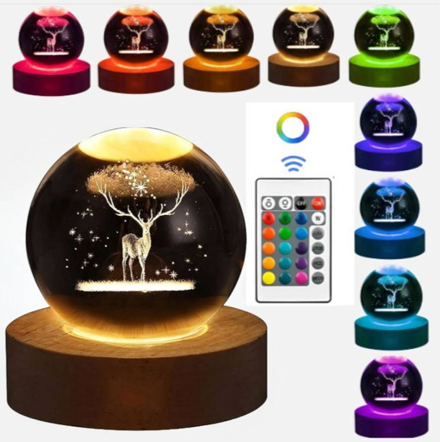 STARKENDY 3D Night Table Study Lamp With Wooden Base & USB Cable