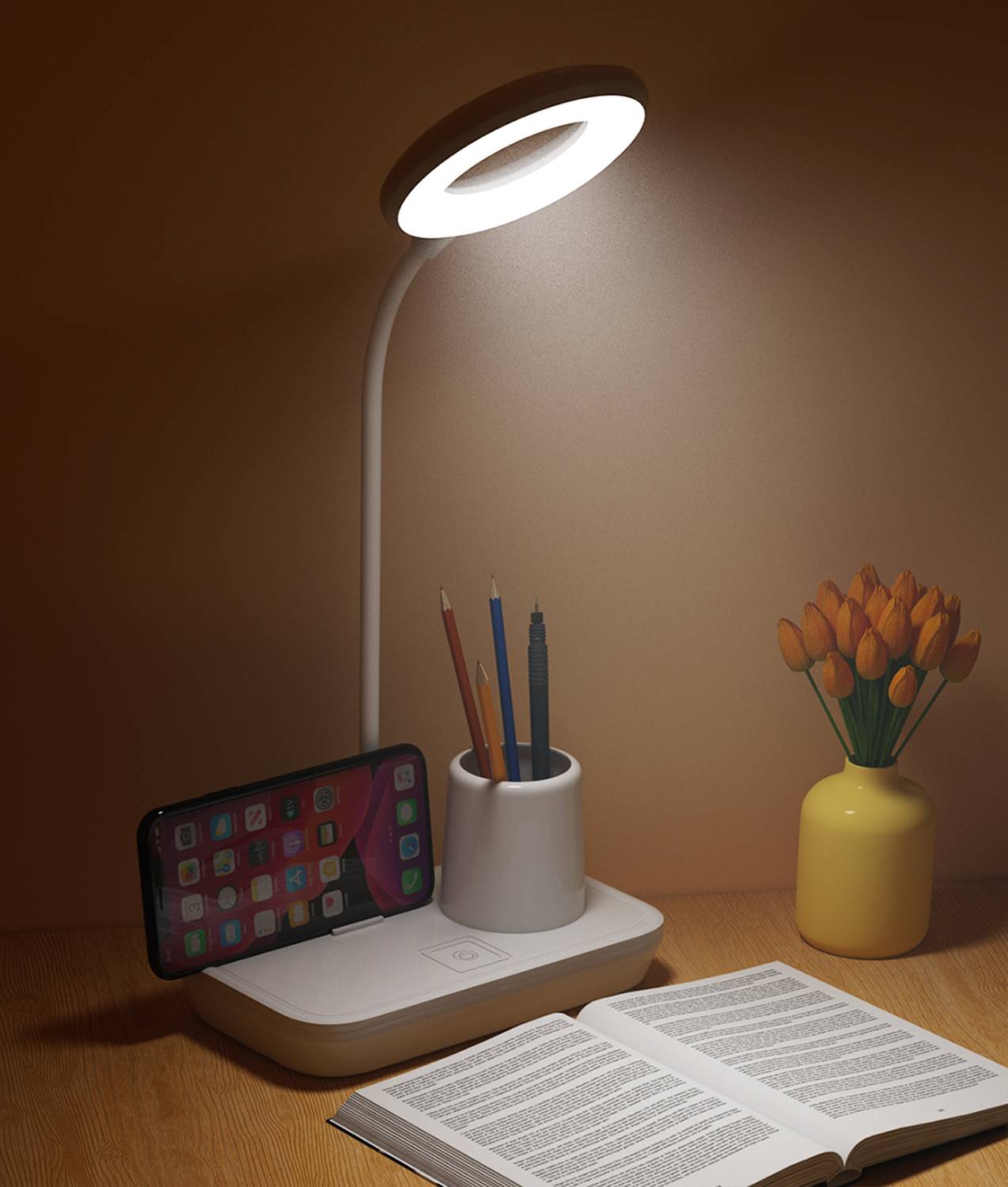 PESCA Rechargeable Touch Table Lamp for Study Room USB Charging