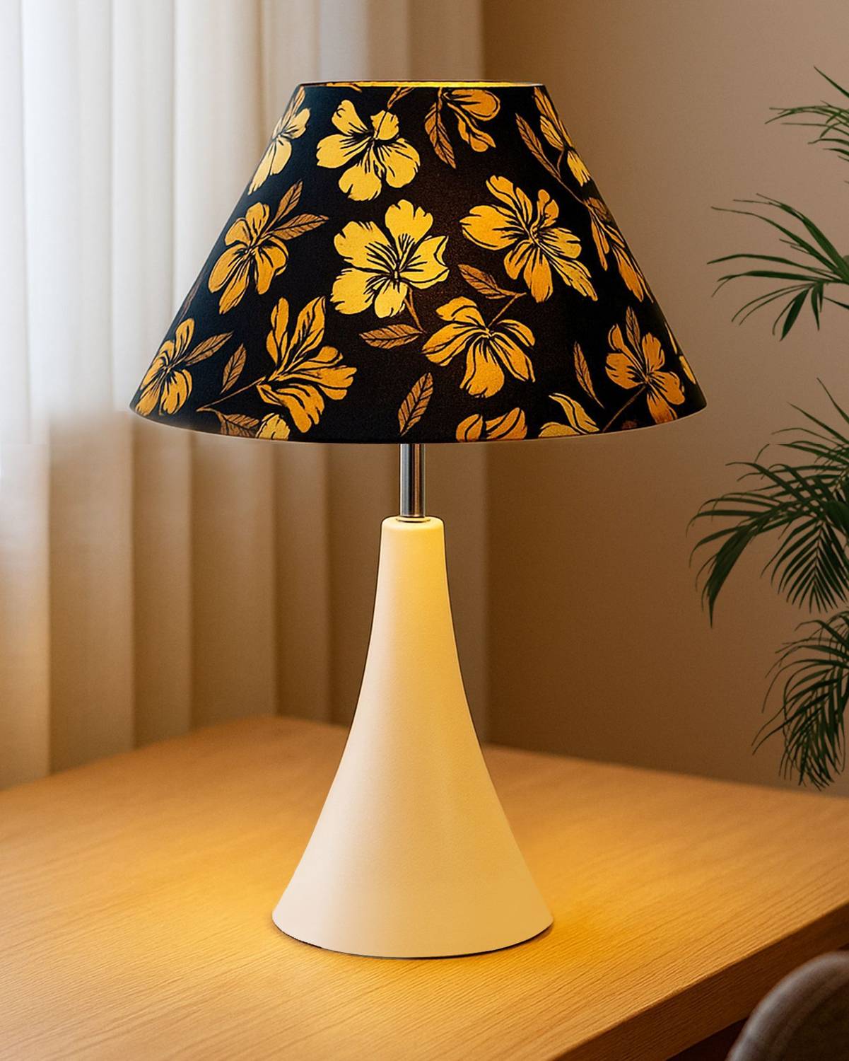 Glowhere Modern Farmhouse Lamp, Iris Cone Shade for Nightstand &