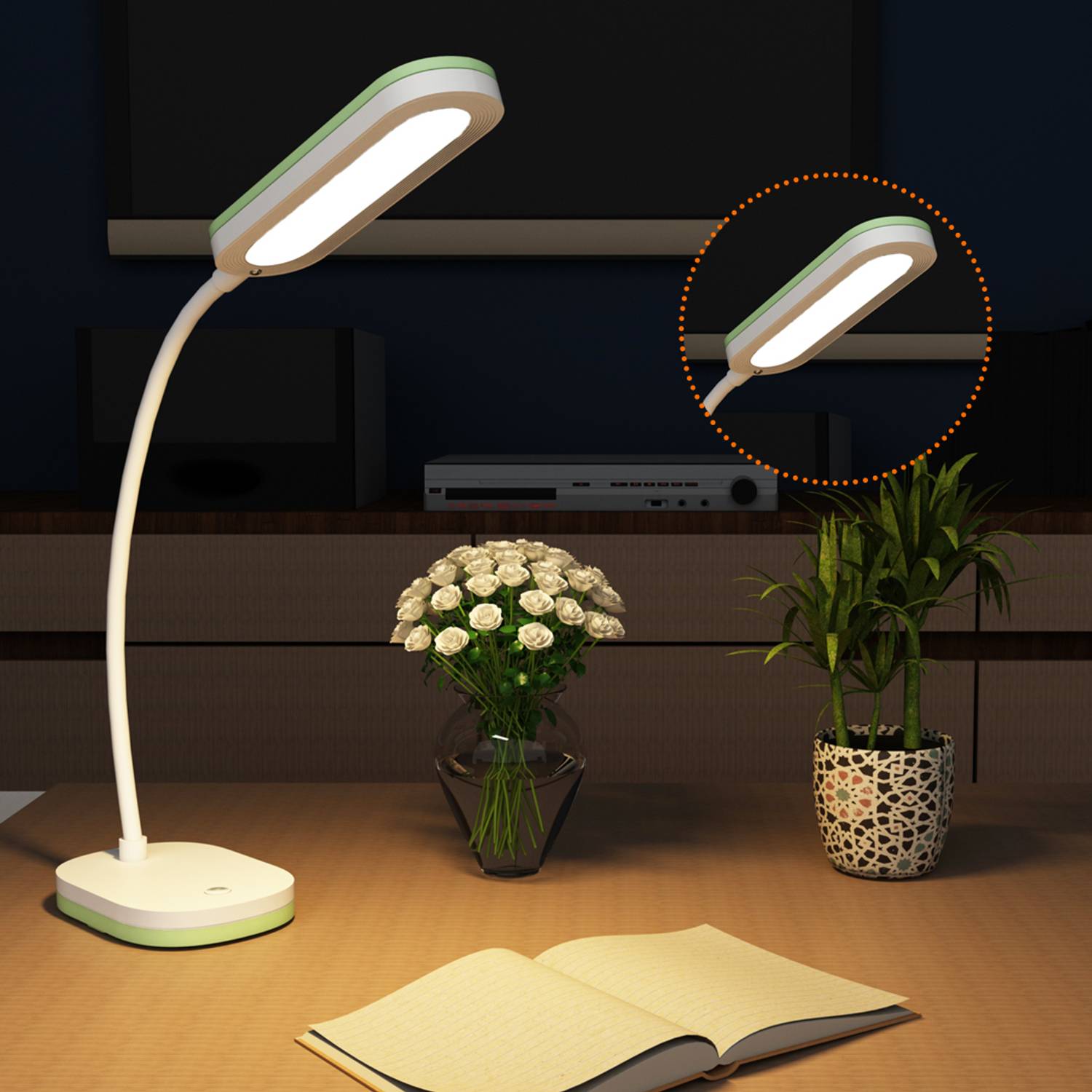 FIZZYTECH 360° Flexible Desk Lamp Light with Touch Control, 3 Sha