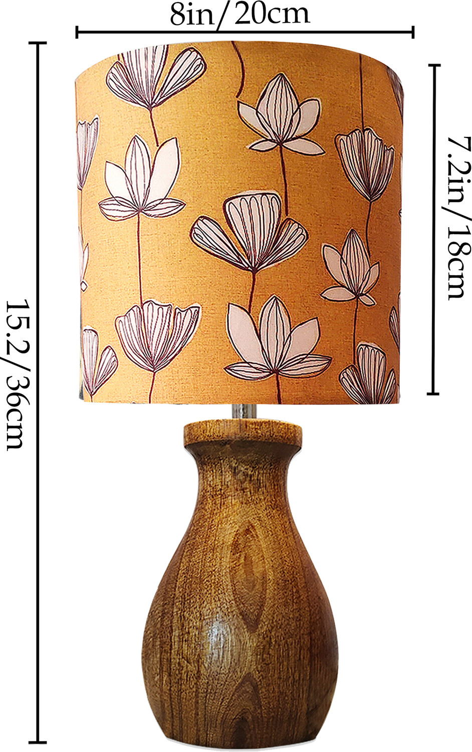 Image of Homesake Dovel Pot Modern Table Lamp, Wooden Base Fabric Lampshade Home Cafe ,Hibiscus Table Lamp
