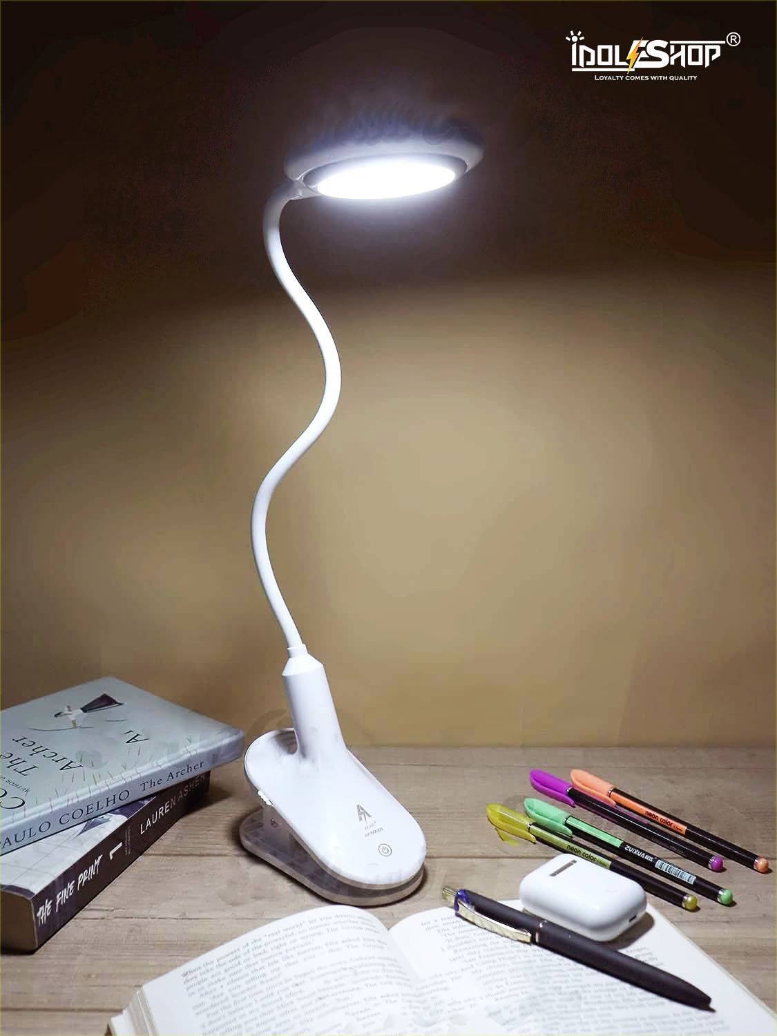 iDOLESHOP Clip Lamp Rechargeable Desk Lamp with Desk Clip Lamp an