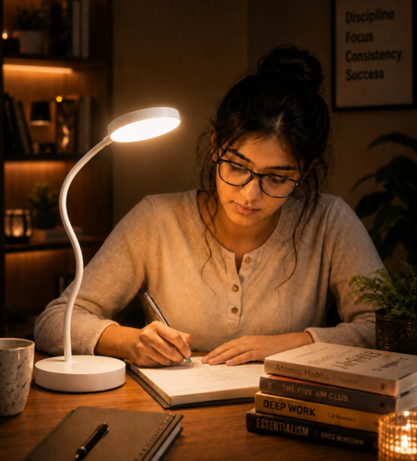 Image of ecoosoft Study Lamp Touch Sensor On-Off Desk Lamp USB Rechargeable 3 Light Modes Table Lamp
