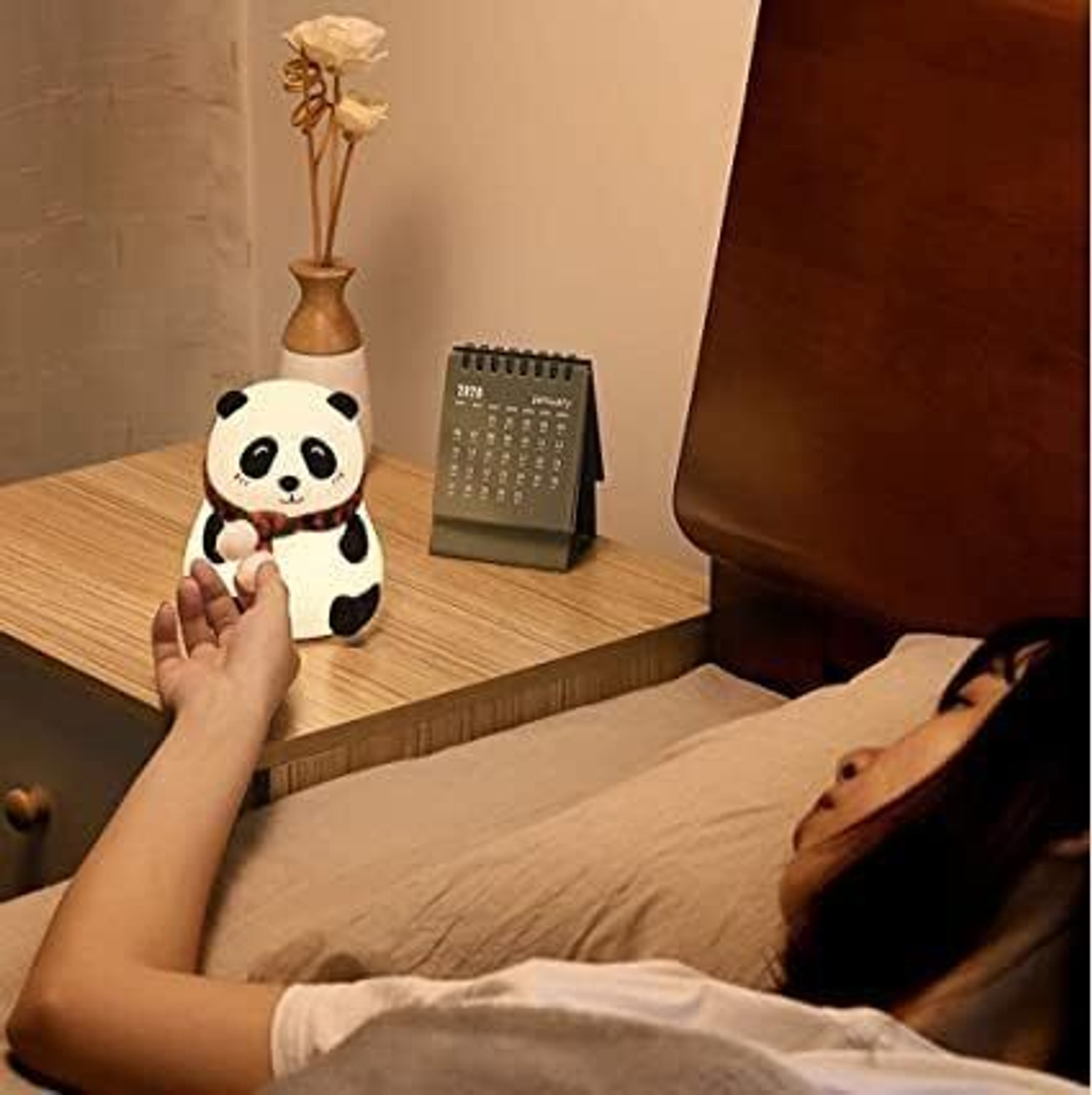 Image of Fortay Cute Panda,USB Rechargeable, 7-Colors Changing Light, Room Decor - 14 cm