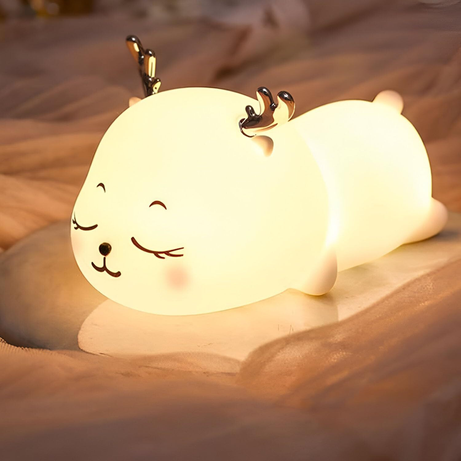 Image of LAMAJ Deer Silicone Night Light LED Soft Touch Lovely Room Light for Kids Night Lamp