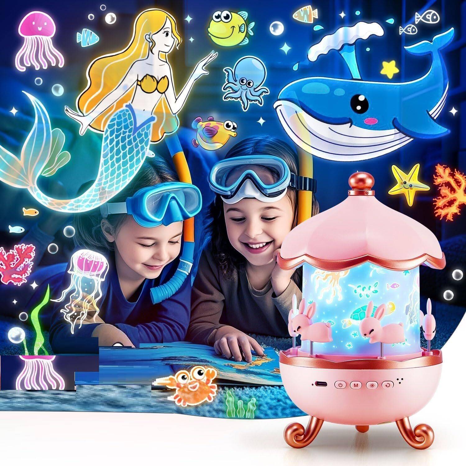 KEYUENTERPRISE Rabbits Night Light Projector Night Lamp (17 cm, M