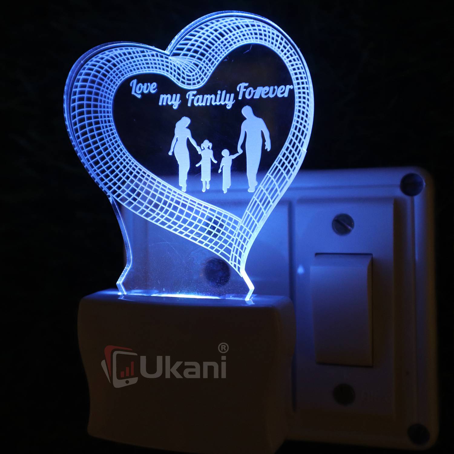 UKANI LOVE FAMILY FOREVER Acrylic 3D Illusion RGB 7 Colour Changi