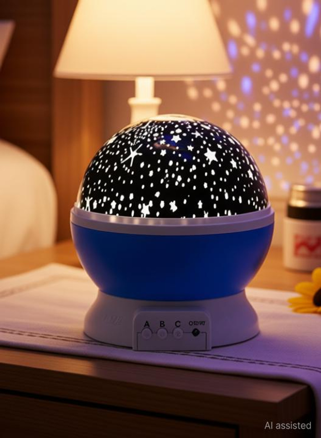 Image of TRENDBIT Romantic Sky Star Master Night Light Projector Children Kids Baby Sleep Lighting USB Lamp Led Projection Plastic Glass Rotating 4 Mode Sky Star Master Mini Projector Lamp for Kid's Room Decor Night Lamp Night Lamp