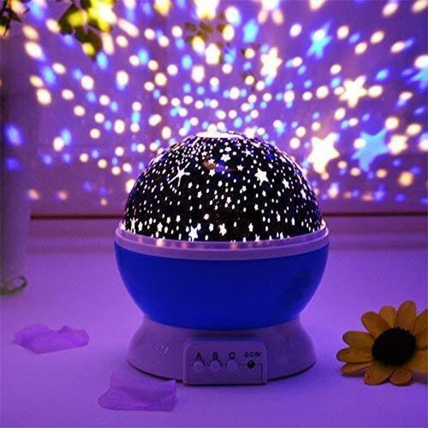 Image of TRENDBIT Romantic Sky Star Master Night Light Projector Children Kids Baby Sleep Lighting USB Lamp Led Projection Plastic Glass Rotating 4 Mode Sky Star Master Mini Projector Lamp for Kid's Room Decor Night Lamp Night Lamp