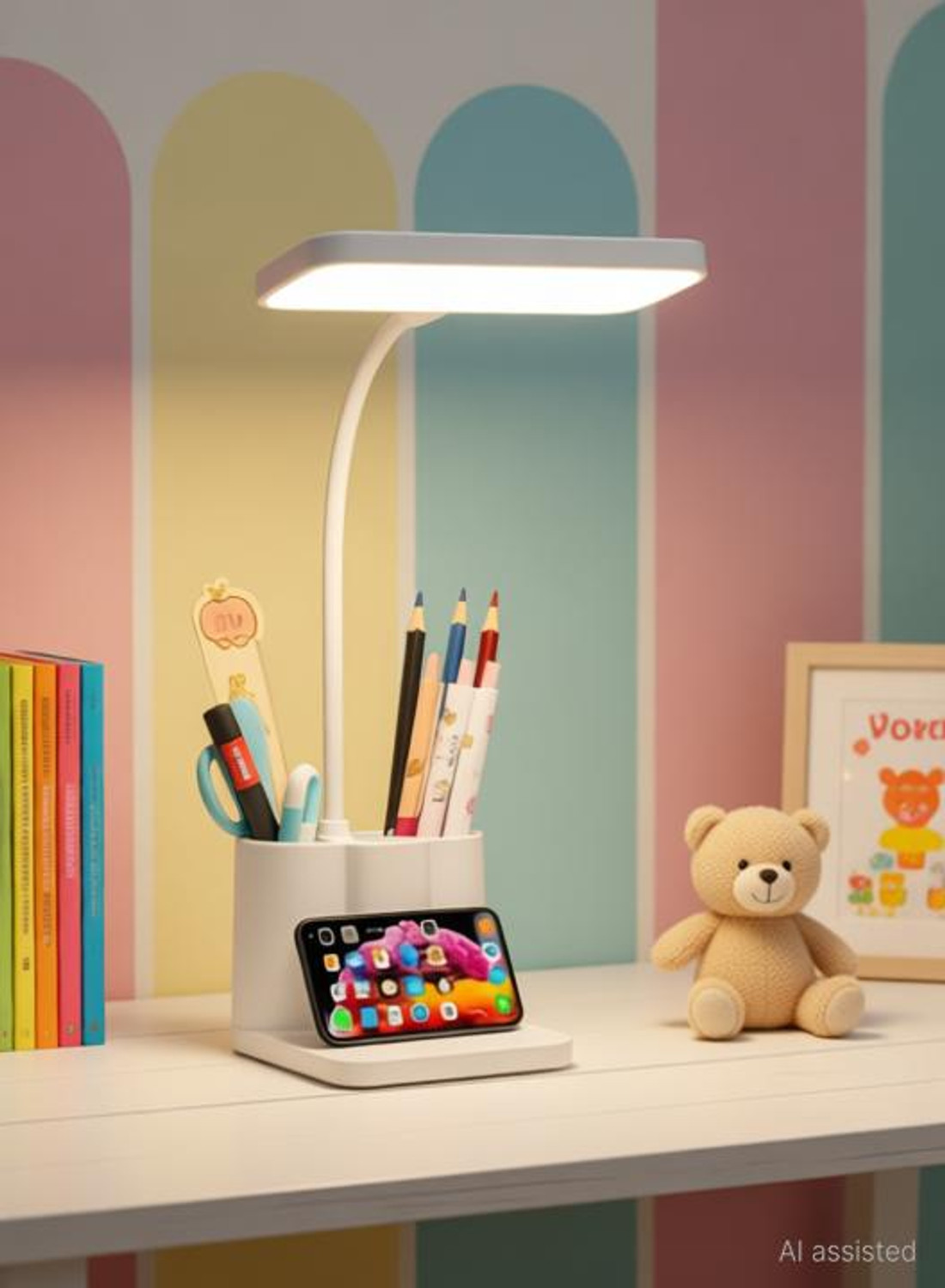 Image of DIYALUX 3-in-1 LED Desk Lamp with Pen Holder & Mobile Stand Study Lamp (15 cm, Cool White)